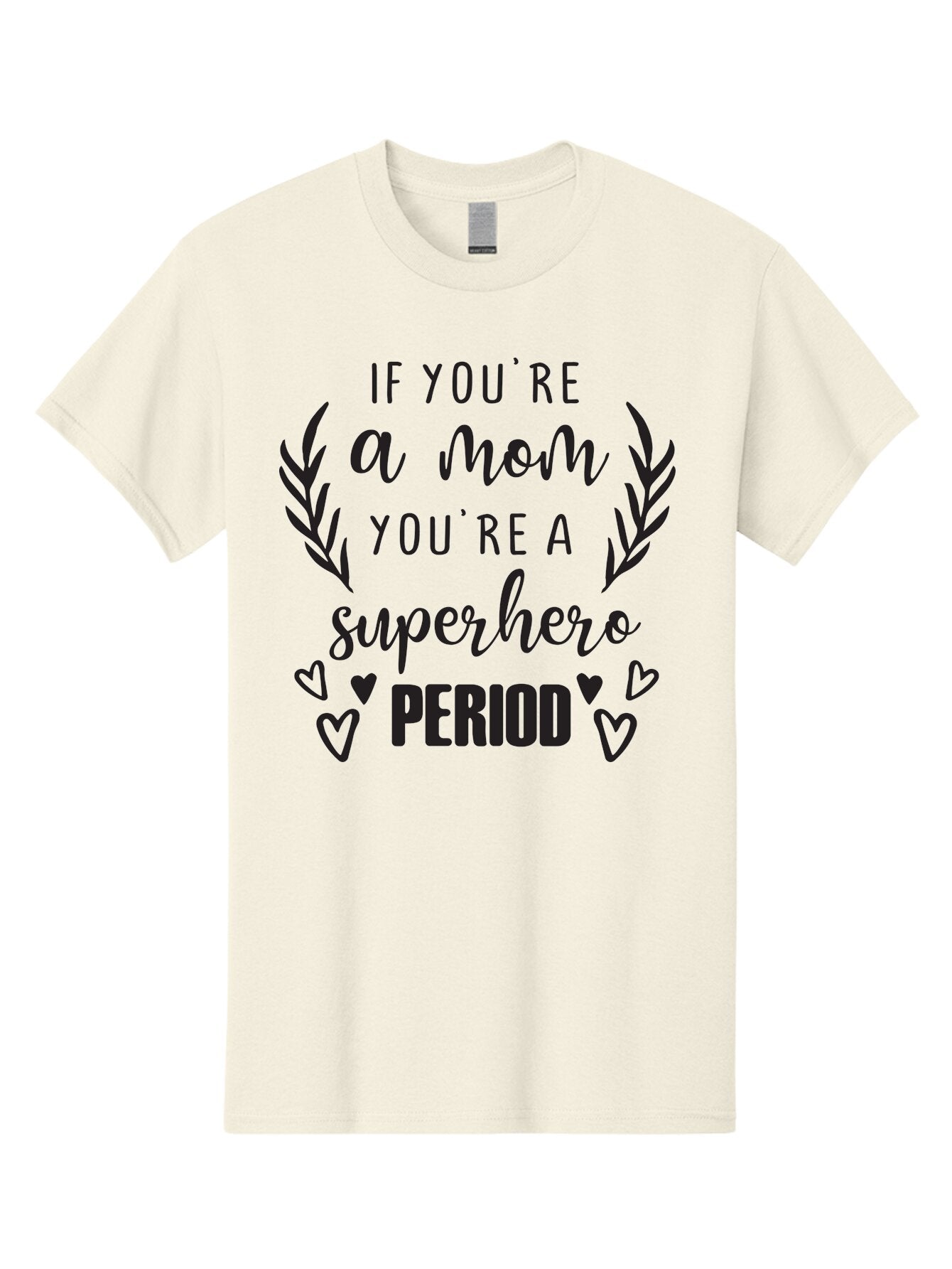 Mom-Superhero Men'S Graphic Tee, 100% Cotton, Comfortable Casual Summer Wear, Machine Washable, Motherhood Empowerment, Superhero Mom, Motherly Love, Inspirational Quote, Positive Affirmation, Heartwarming Message, Laurel Wreath, Hearts, Aad014 5