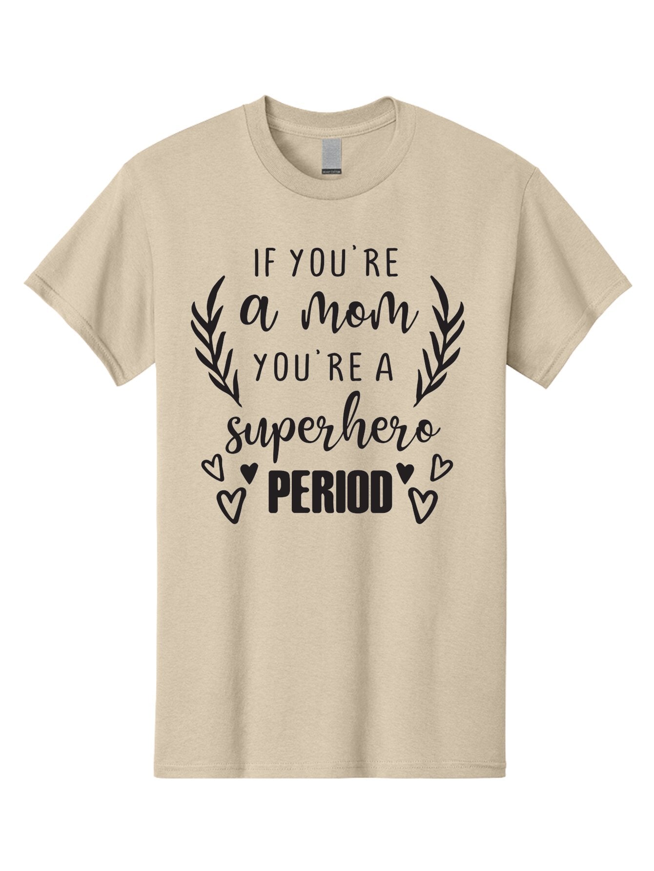 Mom-Superhero Men'S Graphic Tee, 100% Cotton, Comfortable Casual Summer Wear, Machine Washable, Motherhood Empowerment, Superhero Mom, Motherly Love, Inspirational Quote, Positive Affirmation, Heartwarming Message, Laurel Wreath, Hearts, Aad014 9