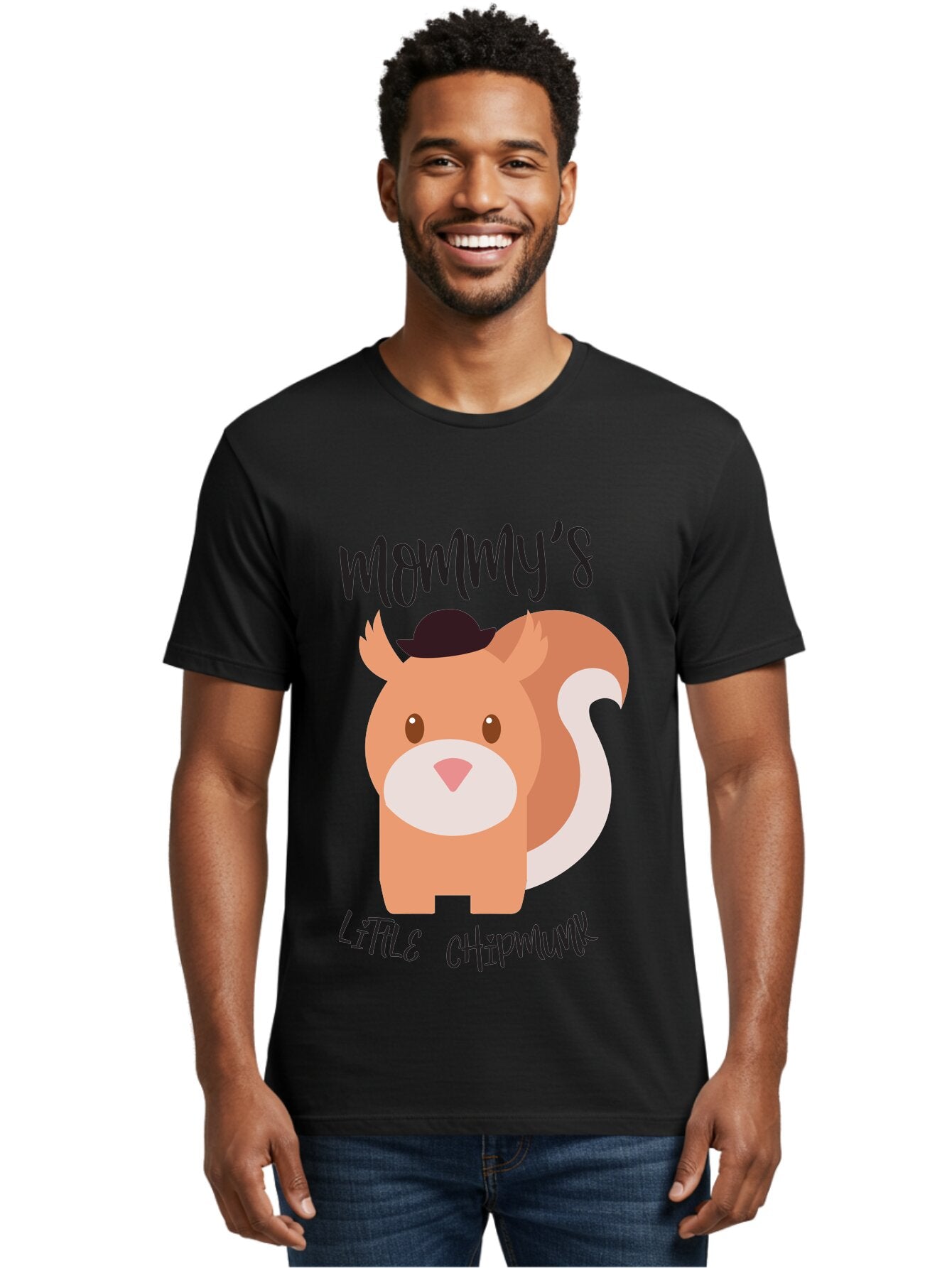 Mommy-S-Little-Chipmunk Men'S Graphic Tee, 100% Cotton, Comfortable Casual Summer Wear, Machine Washable, Chipmunk Cartoon, Animal Graphics, Cartoon Character Design, Nursery Art, Cute Squirrel Illustration, Children'S Graphic Design, Aad017 20