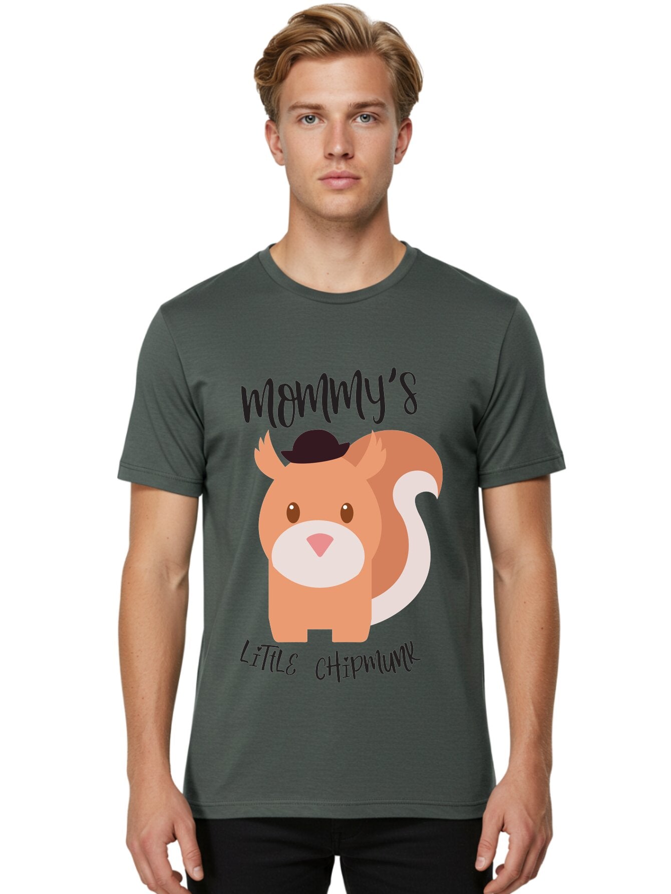 Mommy-S-Little-Chipmunk Men'S Graphic Tee, 100% Cotton, Comfortable Casual Summer Wear, Machine Washable, Chipmunk Cartoon, Animal Graphics, Cartoon Character Design, Nursery Art, Cute Squirrel Illustration, Children'S Graphic Design, Aad017 25