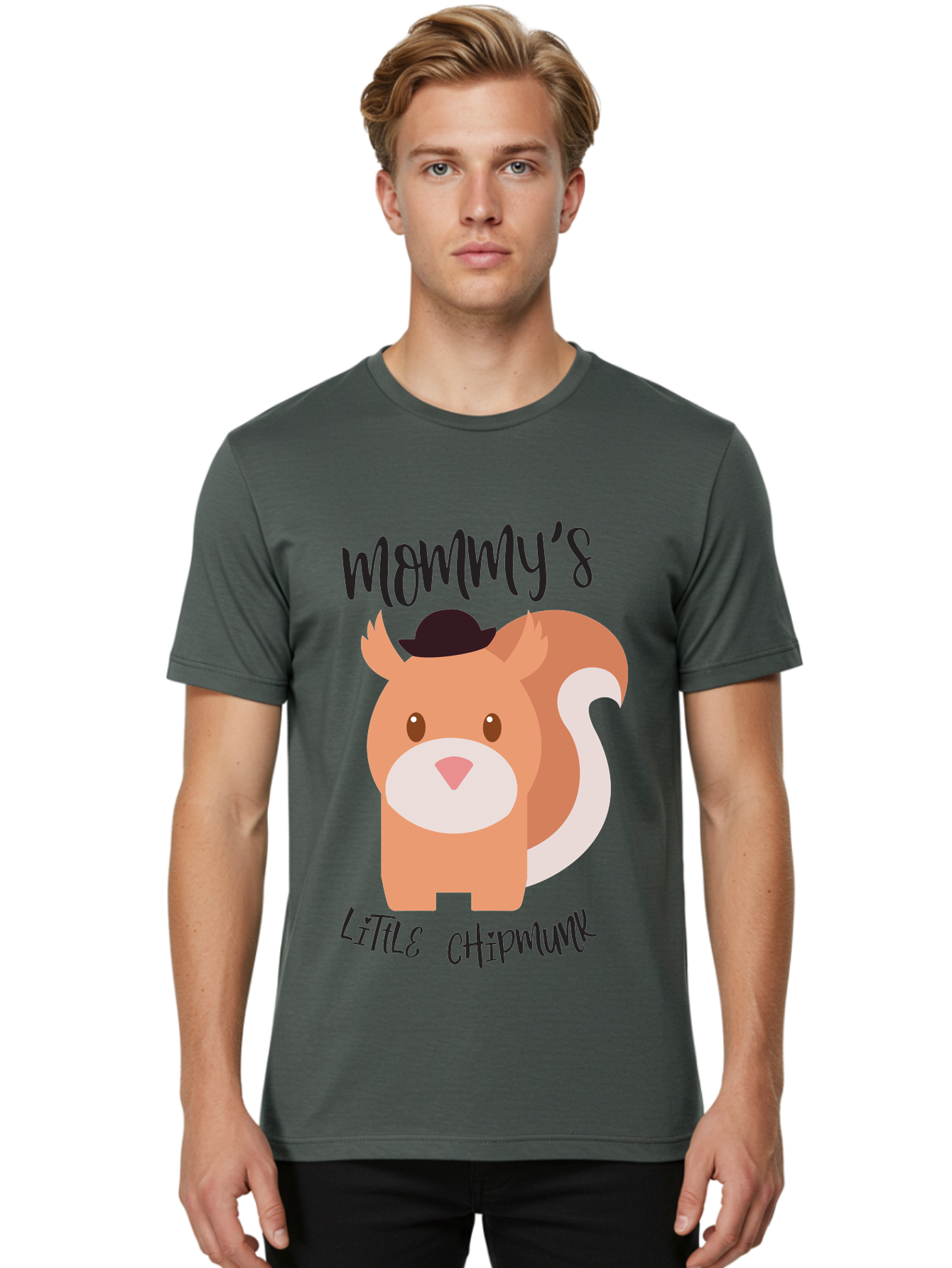 Mommy-S-Little-Chipmunk Men'S Graphic Tee, 100% Cotton, Comfortable Casual Summer Wear, Machine Washable, Chipmunk Cartoon, Animal Graphics, Cartoon Character Design, Nursery Art, Cute Squirrel Illustration, Children'S Graphic Design, Aad017 12