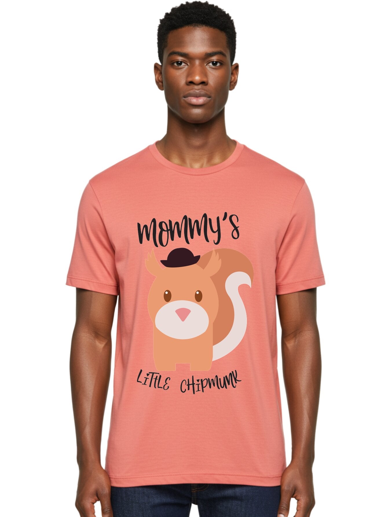 Mommy-S-Little-Chipmunk Men'S Graphic Tee, 100% Cotton, Comfortable Casual Summer Wear, Machine Washable, Chipmunk Cartoon, Animal Graphics, Cartoon Character Design, Nursery Art, Cute Squirrel Illustration, Children'S Graphic Design, Aad017 30