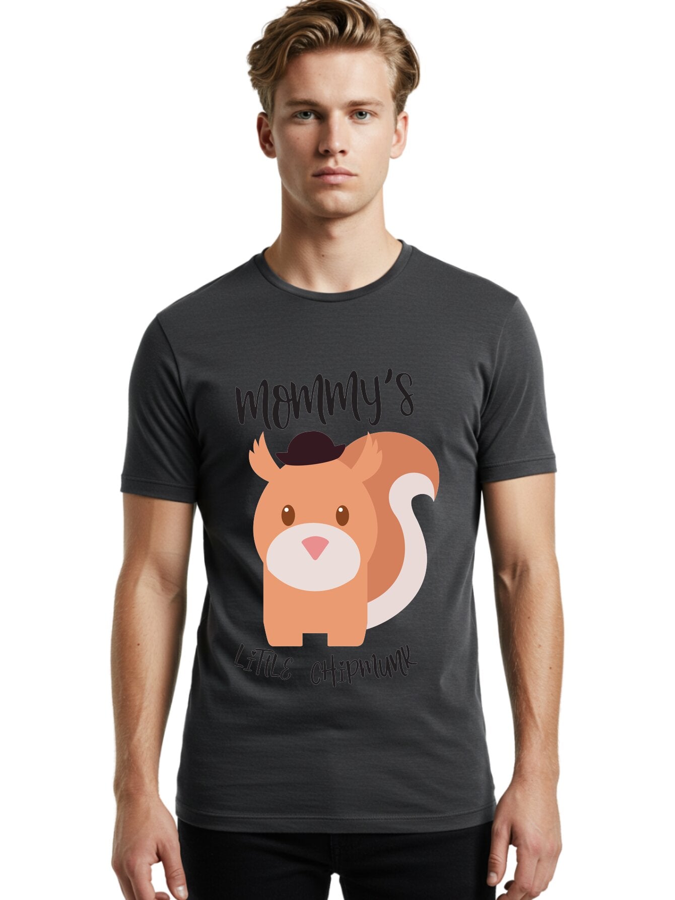 Mommy-S-Little-Chipmunk Men'S Graphic Tee, 100% Cotton, Comfortable Casual Summer Wear, Machine Washable, Chipmunk Cartoon, Animal Graphics, Cartoon Character Design, Nursery Art, Cute Squirrel Illustration, Children'S Graphic Design, Aad017 26