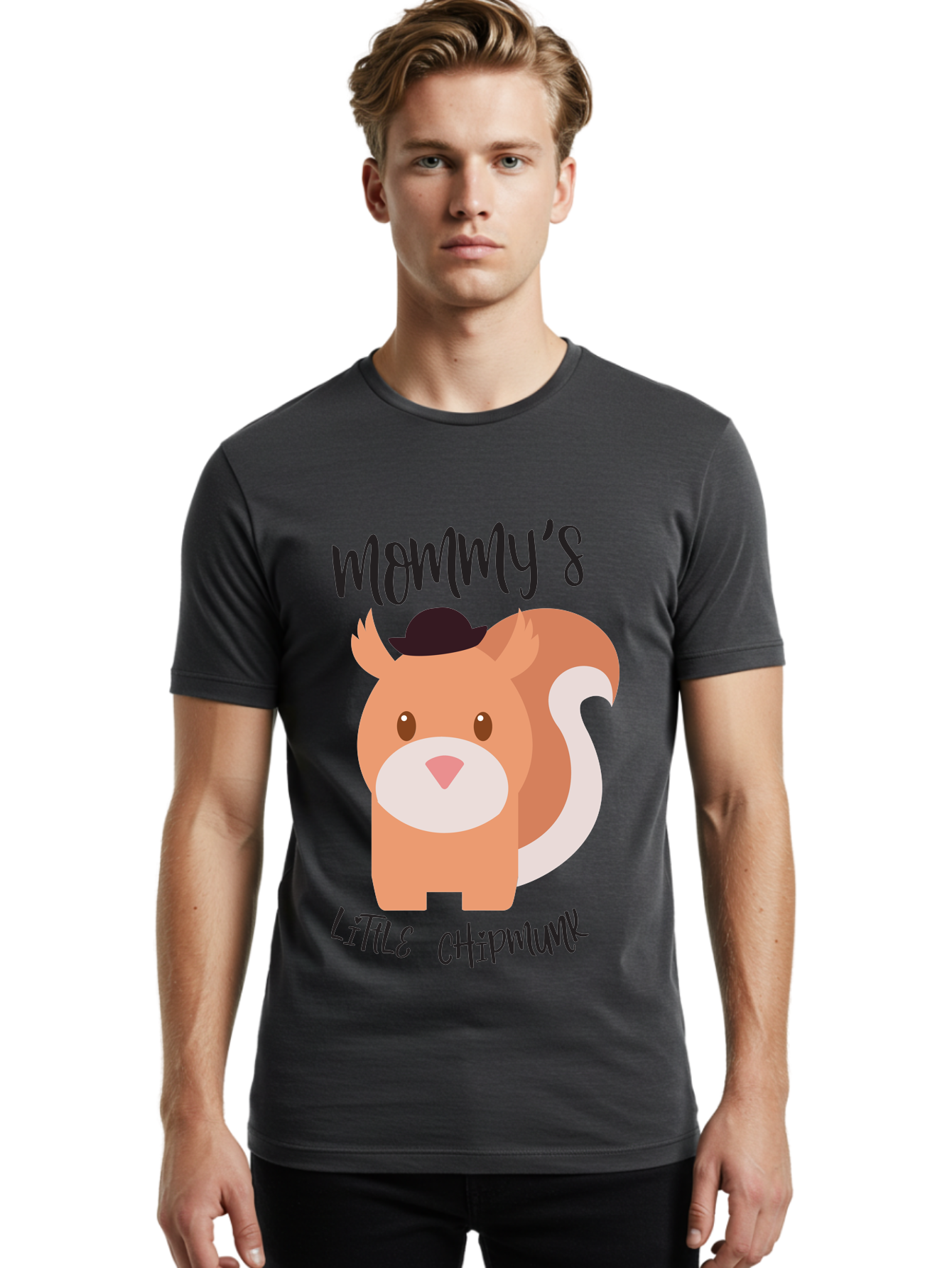 Mommy-S-Little-Chipmunk Men'S Graphic Tee, 100% Cotton, Comfortable Casual Summer Wear, Machine Washable, Chipmunk Cartoon, Animal Graphics, Cartoon Character Design, Nursery Art, Cute Squirrel Illustration, Children'S Graphic Design, Aad017 10
