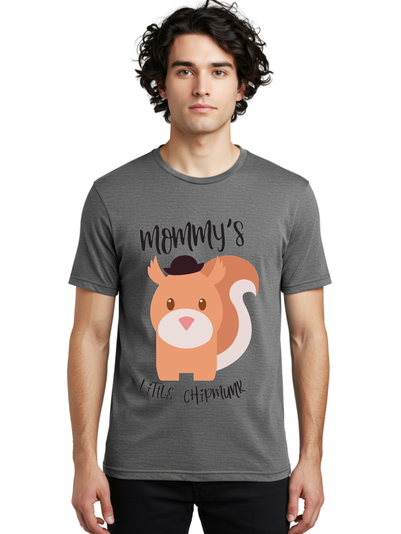 Mommy-S-Little-Chipmunk Men'S Graphic Tee, 100% Cotton, Comfortable Casual Summer Wear, Machine Washable, Chipmunk Cartoon, Animal Graphics, Cartoon Character Design, Nursery Art, Cute Squirrel Illustration, Children'S Graphic Design, Aad017 6