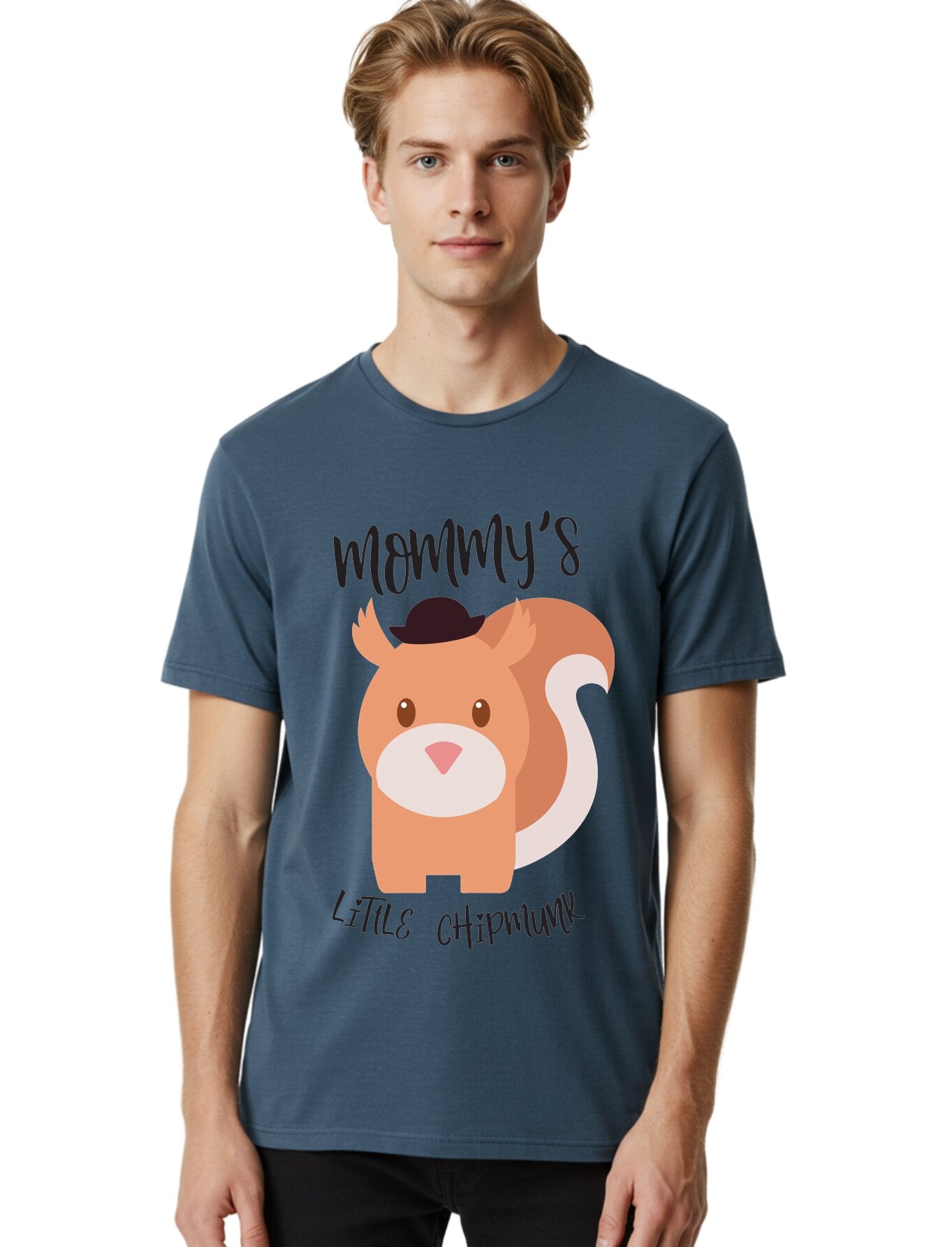 Mommy-S-Little-Chipmunk Men'S Graphic Tee, 100% Cotton, Comfortable Casual Summer Wear, Machine Washable, Chipmunk Cartoon, Animal Graphics, Cartoon Character Design, Nursery Art, Cute Squirrel Illustration, Children'S Graphic Design, Aad017 19