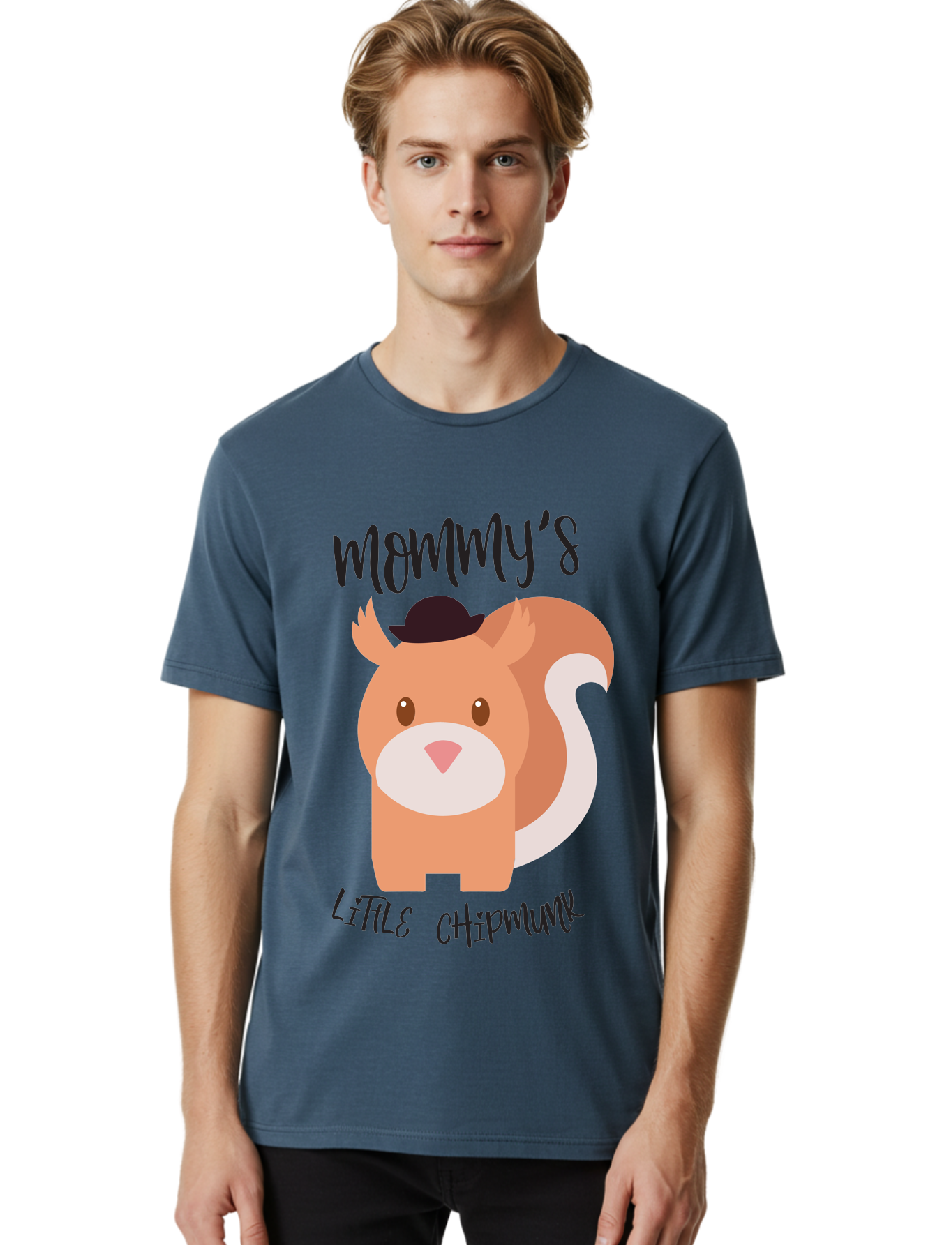 Mommy-S-Little-Chipmunk Men'S Graphic Tee, 100% Cotton, Comfortable Casual Summer Wear, Machine Washable, Chipmunk Cartoon, Animal Graphics, Cartoon Character Design, Nursery Art, Cute Squirrel Illustration, Children'S Graphic Design, Aad017 22