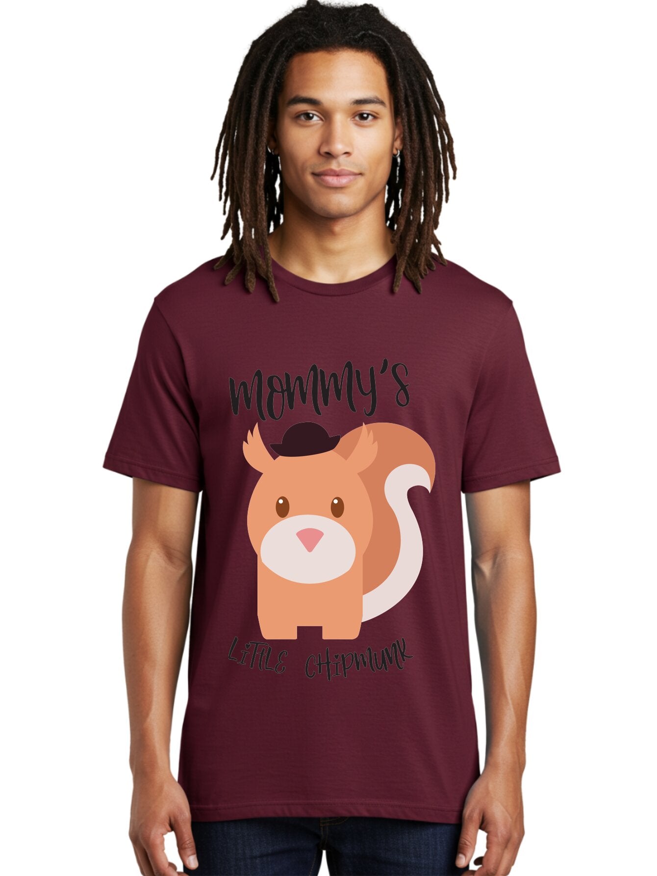 Mommy-S-Little-Chipmunk Men'S Graphic Tee, 100% Cotton, Comfortable Casual Summer Wear, Machine Washable, Chipmunk Cartoon, Animal Graphics, Cartoon Character Design, Nursery Art, Cute Squirrel Illustration, Children'S Graphic Design, Aad017 21