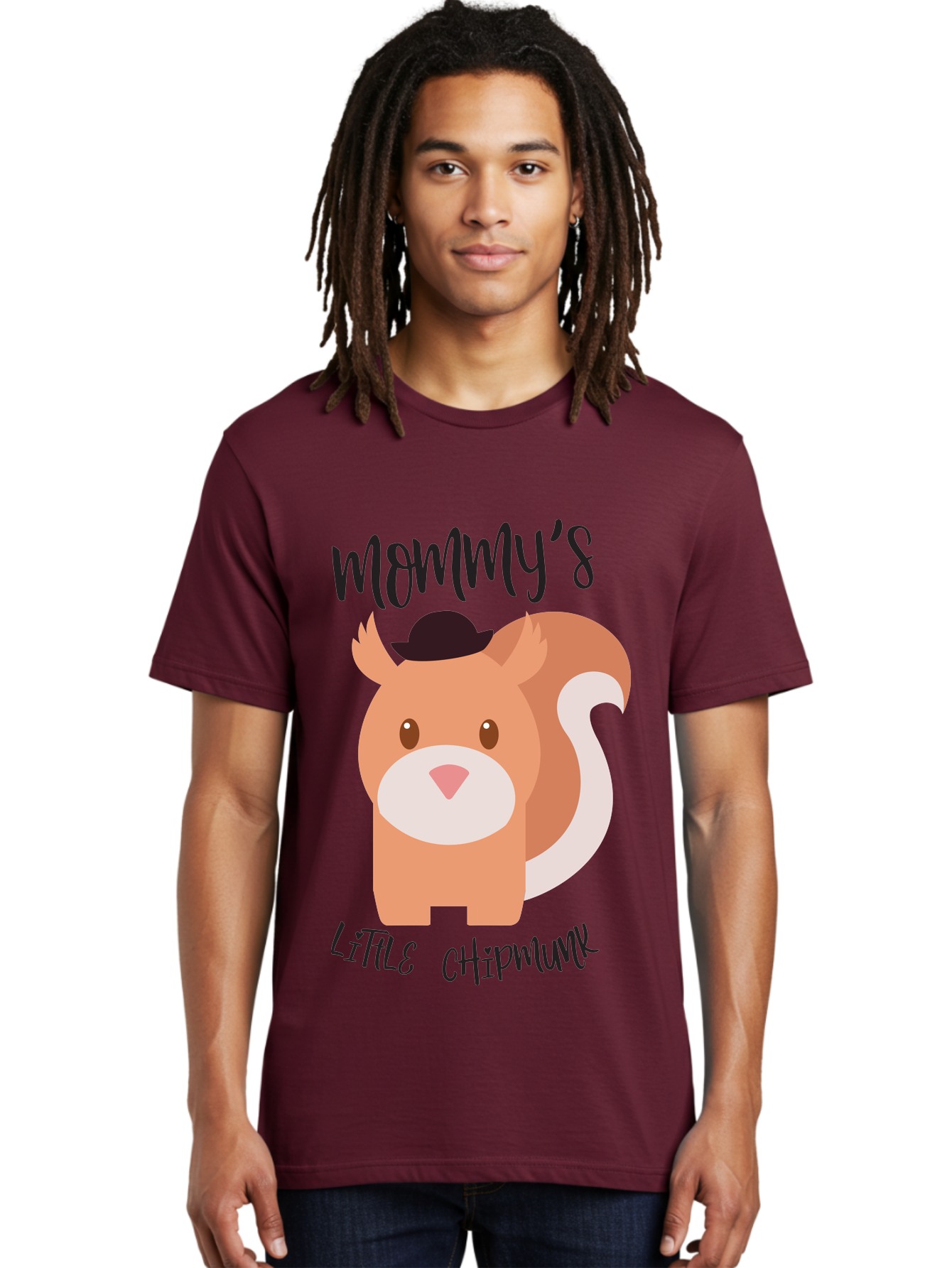 Mommy-S-Little-Chipmunk Men'S Graphic Tee, 100% Cotton, Comfortable Casual Summer Wear, Machine Washable, Chipmunk Cartoon, Animal Graphics, Cartoon Character Design, Nursery Art, Cute Squirrel Illustration, Children'S Graphic Design, Aad017 20