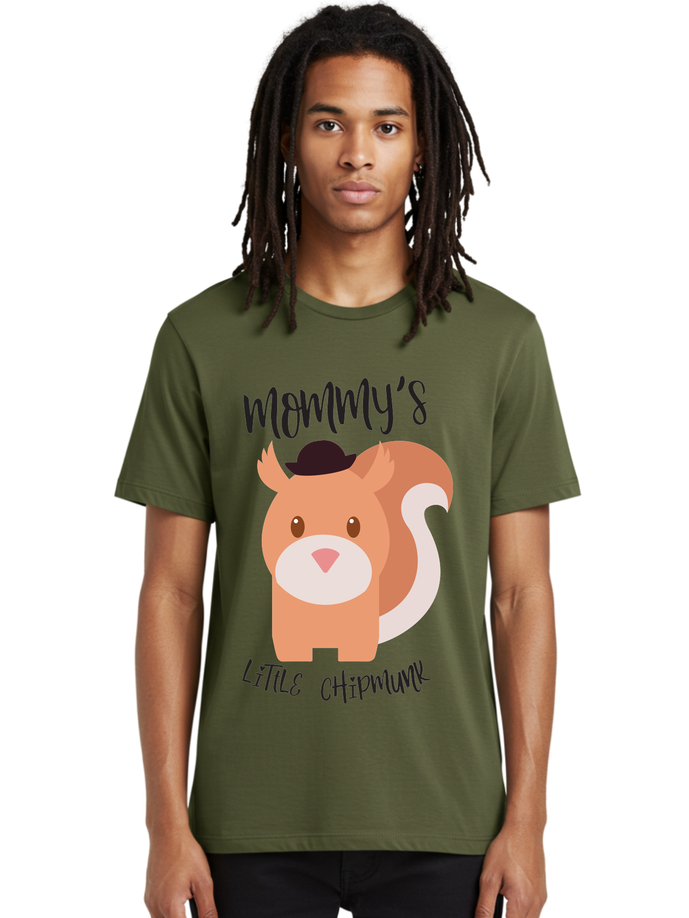 Mommy-S-Little-Chipmunk Men'S Graphic Tee, 100% Cotton, Comfortable Casual Summer Wear, Machine Washable, Chipmunk Cartoon, Animal Graphics, Cartoon Character Design, Nursery Art, Cute Squirrel Illustration, Children'S Graphic Design, Aad017 4