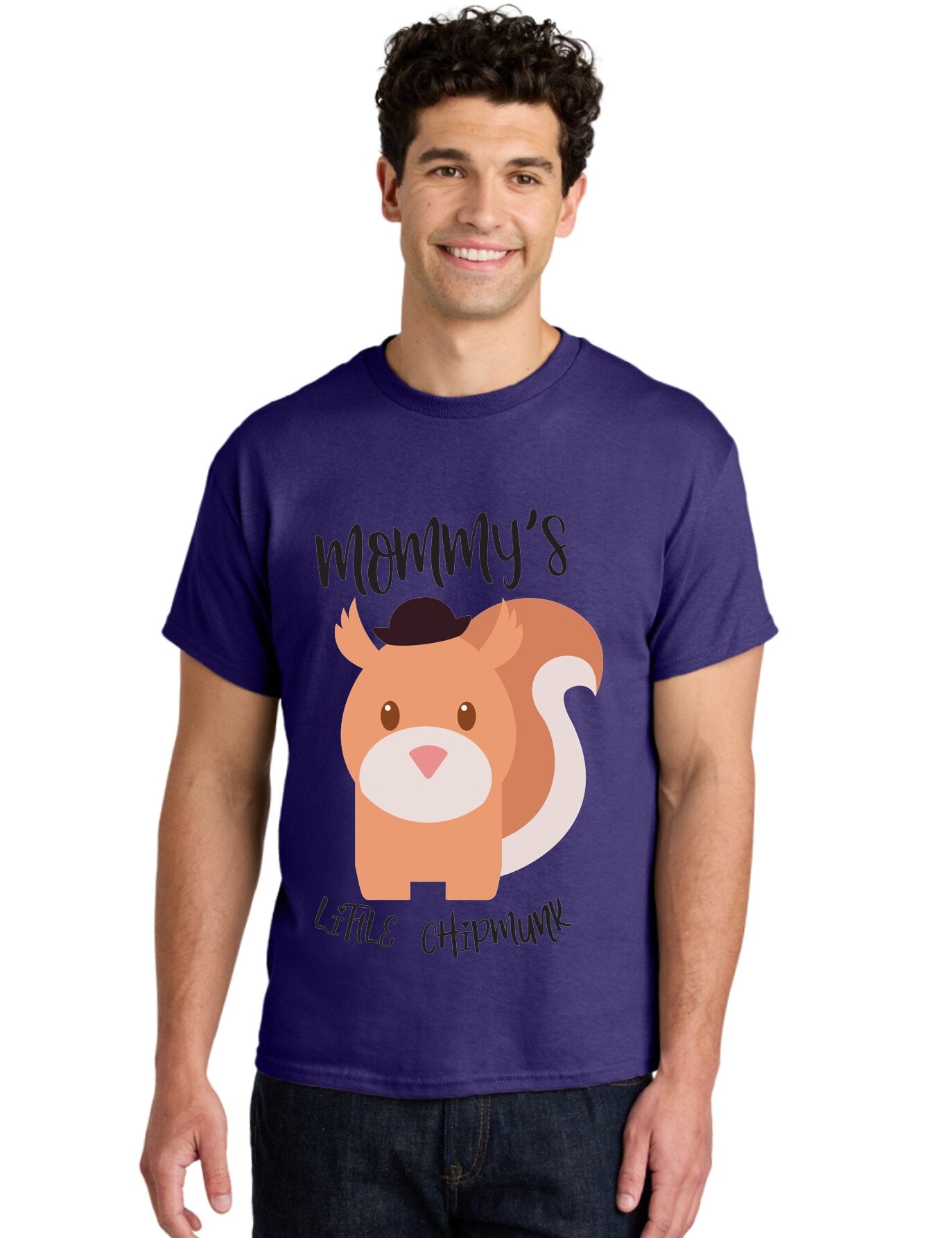 Mommy-S-Little-Chipmunk Men'S Graphic Tee, 100% Cotton, Comfortable Casual Summer Wear, Machine Washable, Chipmunk Cartoon, Animal Graphics, Cartoon Character Design, Nursery Art, Cute Squirrel Illustration, Children'S Graphic Design, Aad017 23
