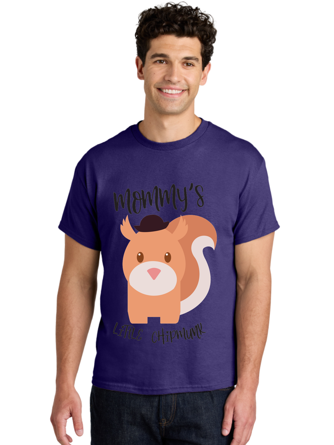 Mommy-S-Little-Chipmunk Men'S Graphic Tee, 100% Cotton, Comfortable Casual Summer Wear, Machine Washable, Chipmunk Cartoon, Animal Graphics, Cartoon Character Design, Nursery Art, Cute Squirrel Illustration, Children'S Graphic Design, Aad017 16