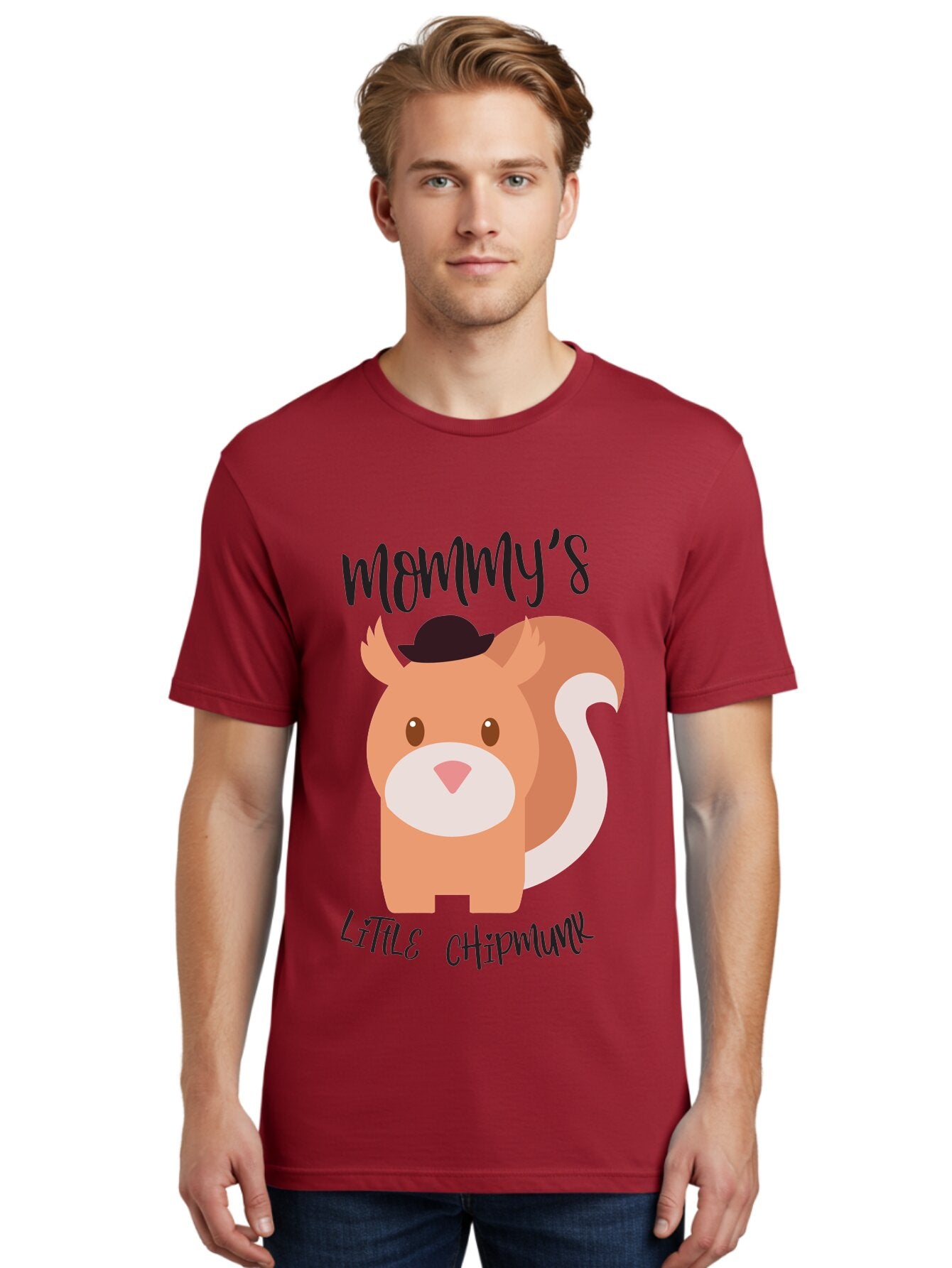 Mommy-S-Little-Chipmunk Men'S Graphic Tee, 100% Cotton, Comfortable Casual Summer Wear, Machine Washable, Chipmunk Cartoon, Animal Graphics, Cartoon Character Design, Nursery Art, Cute Squirrel Illustration, Children'S Graphic Design, Aad017 27