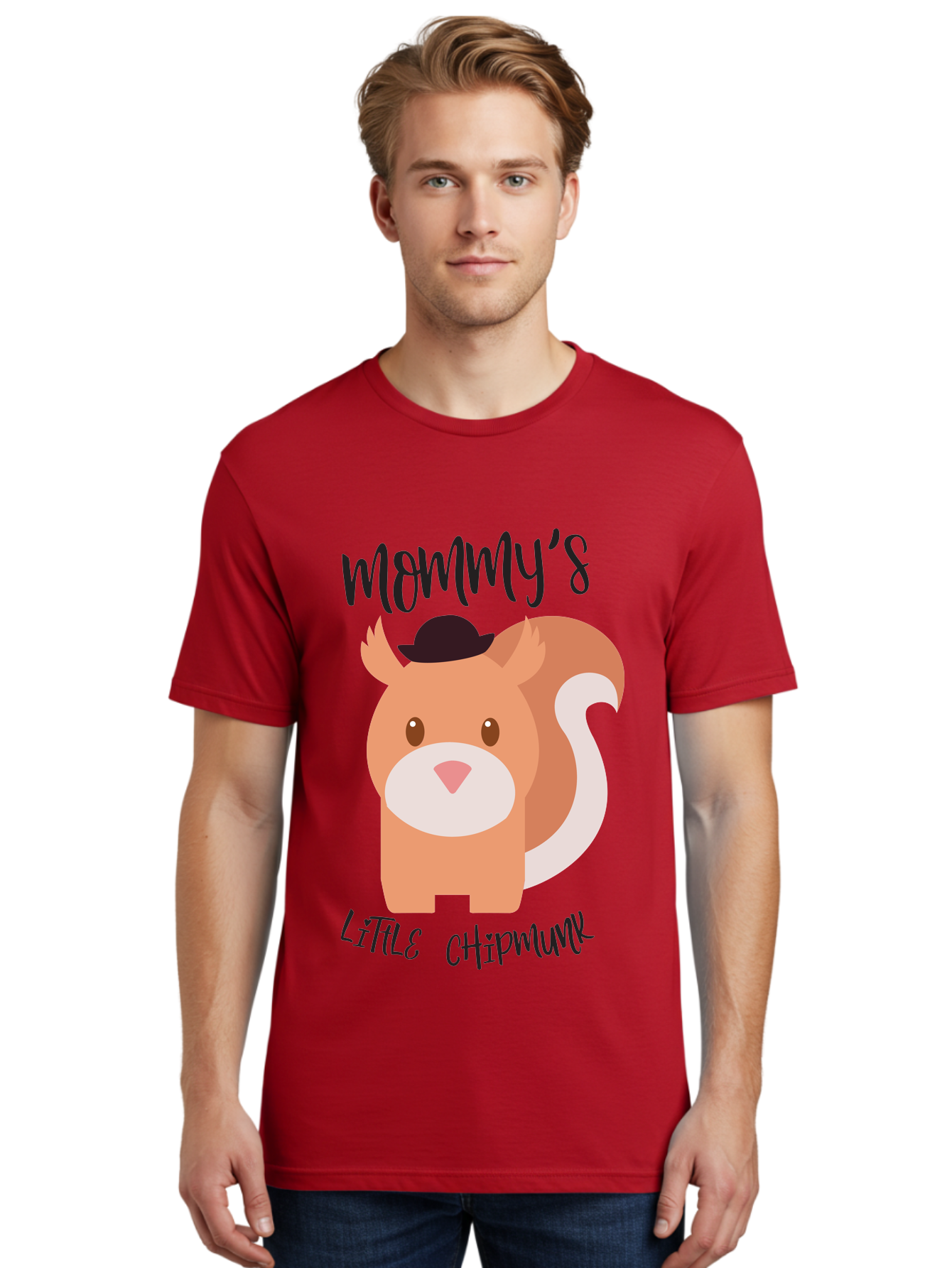 Mommy-S-Little-Chipmunk Men'S Graphic Tee, 100% Cotton, Comfortable Casual Summer Wear, Machine Washable, Chipmunk Cartoon, Animal Graphics, Cartoon Character Design, Nursery Art, Cute Squirrel Illustration, Children'S Graphic Design, Aad017 8