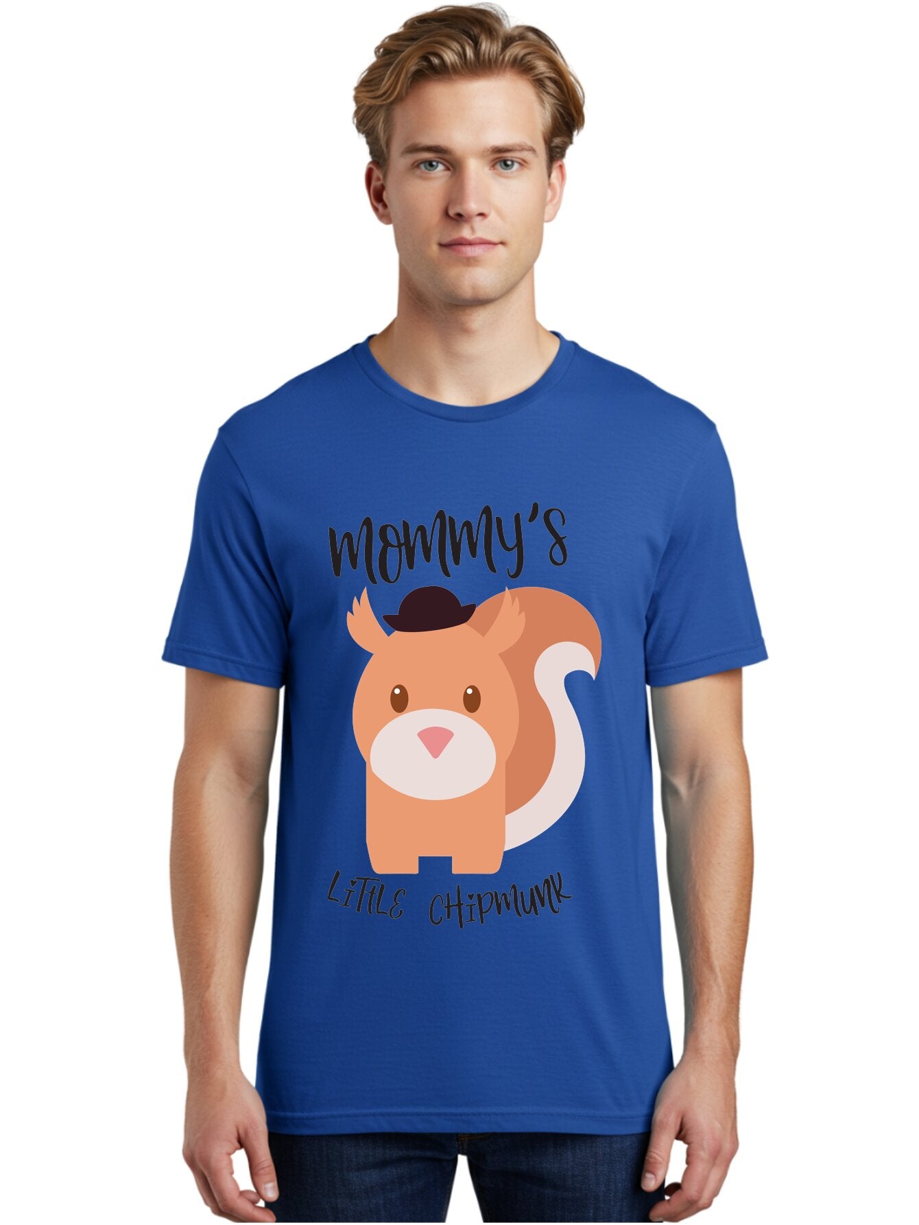 Mommy-S-Little-Chipmunk Men'S Graphic Tee, 100% Cotton, Comfortable Casual Summer Wear, Machine Washable, Chipmunk Cartoon, Animal Graphics, Cartoon Character Design, Nursery Art, Cute Squirrel Illustration, Children'S Graphic Design, Aad017 16