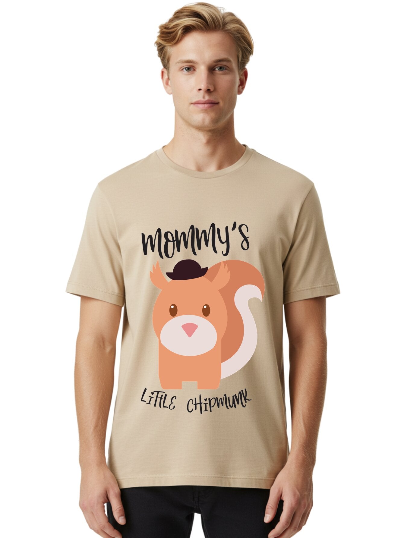 Mommy-S-Little-Chipmunk Men'S Graphic Tee, 100% Cotton, Comfortable Casual Summer Wear, Machine Washable, Chipmunk Cartoon, Animal Graphics, Cartoon Character Design, Nursery Art, Cute Squirrel Illustration, Children'S Graphic Design, Aad017 22