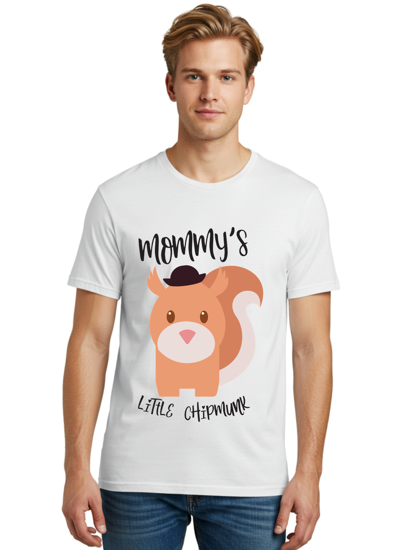 Mommy-S-Little-Chipmunk Men'S Graphic Tee, 100% Cotton, Comfortable Casual Summer Wear, Machine Washable, Chipmunk Cartoon, Animal Graphics, Cartoon Character Design, Nursery Art, Cute Squirrel Illustration, Children'S Graphic Design, Aad017 14