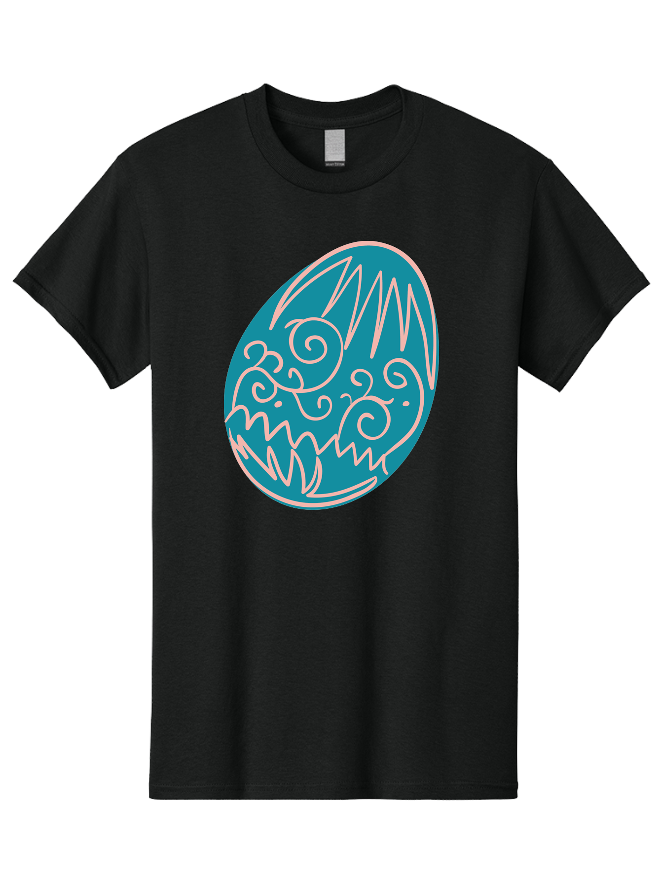 Monster-Egg Men'S Graphic Tee, 100% Cotton, Comfortable Casual Summer Wear, Machine Washable, Monster Face, Easter Egg, Blue Egg, White Outline, Playful Design, Cartoon Style, Abstract Art, Creative Illustration, Fantasy Creature, Aad020 15