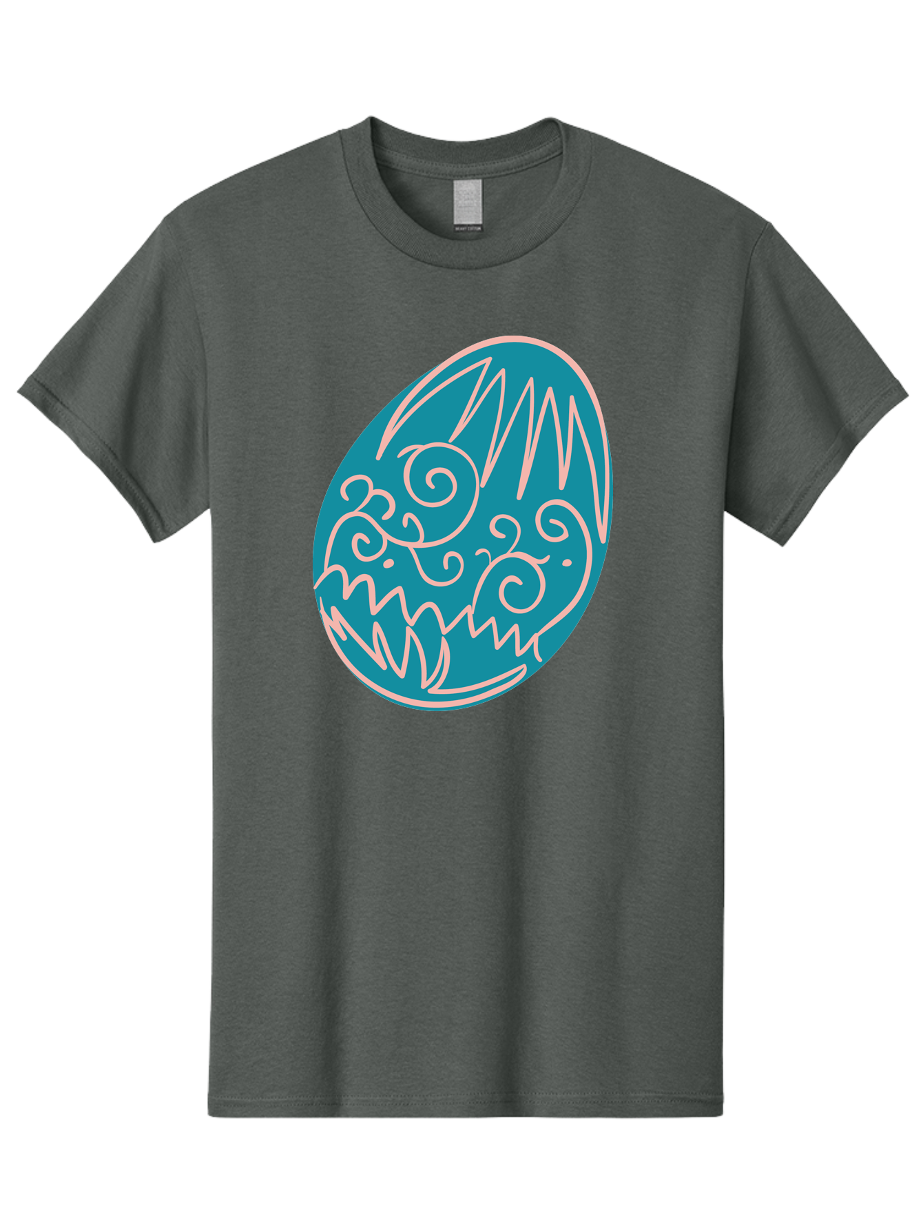 Monster-Egg Men'S Graphic Tee, 100% Cotton, Comfortable Casual Summer Wear, Machine Washable, Monster Face, Easter Egg, Blue Egg, White Outline, Playful Design, Cartoon Style, Abstract Art, Creative Illustration, Fantasy Creature, Aad020 25