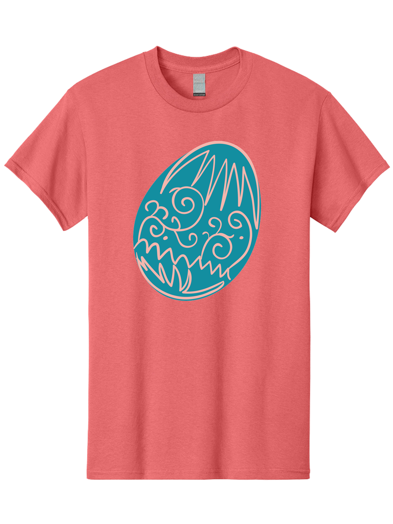 Monster-Egg Men'S Graphic Tee, 100% Cotton, Comfortable Casual Summer Wear, Machine Washable, Monster Face, Easter Egg, Blue Egg, White Outline, Playful Design, Cartoon Style, Abstract Art, Creative Illustration, Fantasy Creature, Aad020 21