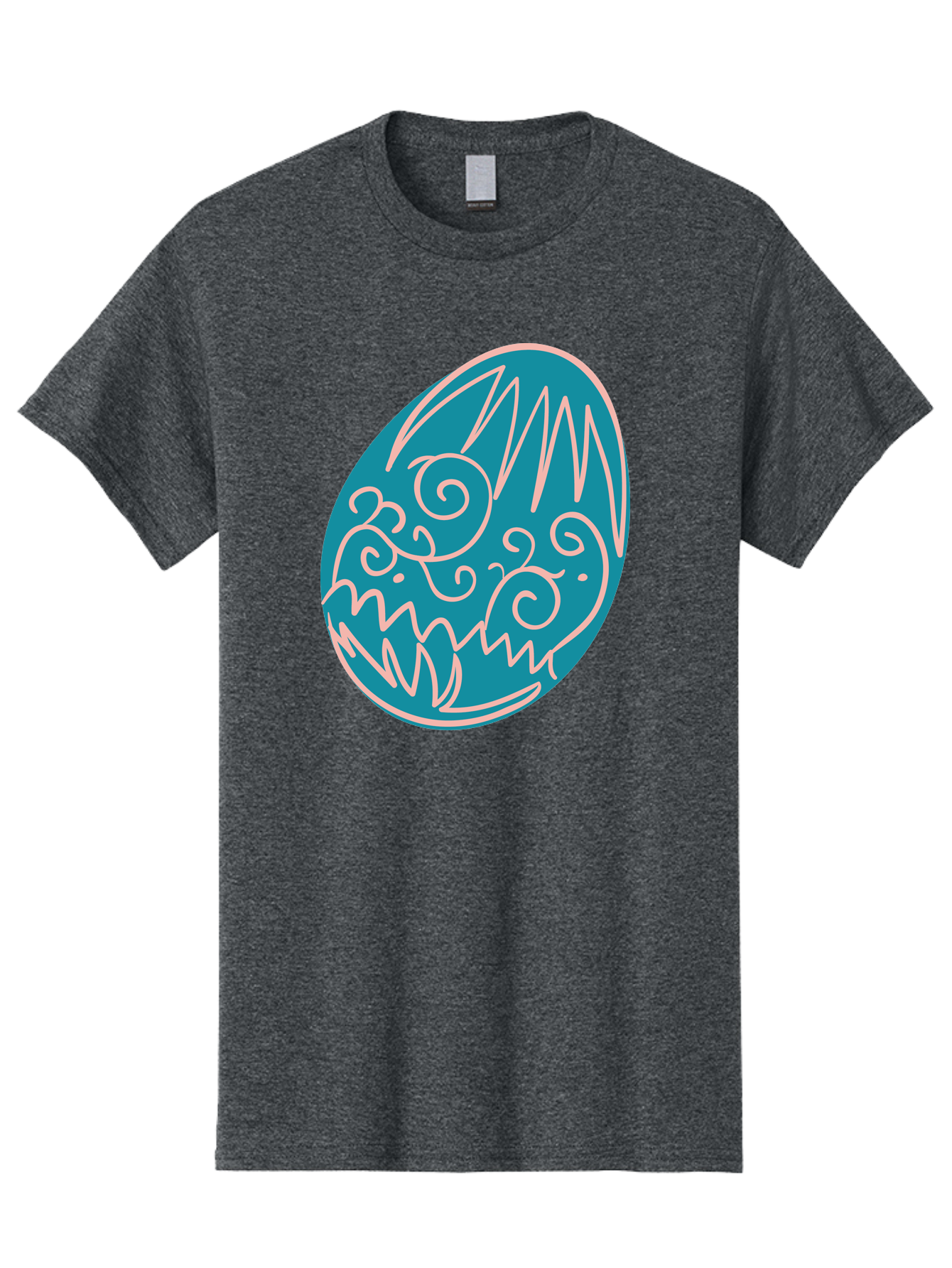 Monster-Egg Men'S Graphic Tee, 100% Cotton, Comfortable Casual Summer Wear, Machine Washable, Monster Face, Easter Egg, Blue Egg, White Outline, Playful Design, Cartoon Style, Abstract Art, Creative Illustration, Fantasy Creature, Aad020 19