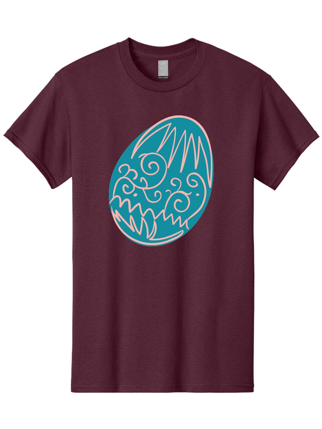 Monster-Egg Men'S Graphic Tee, 100% Cotton, Comfortable Casual Summer Wear, Machine Washable, Monster Face, Easter Egg, Blue Egg, White Outline, Playful Design, Cartoon Style, Abstract Art, Creative Illustration, Fantasy Creature, Aad020 12