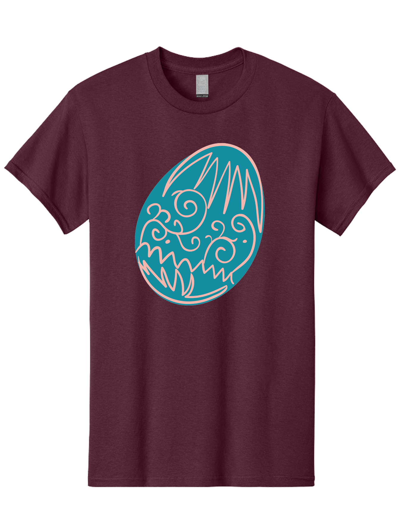 Monster-Egg Men'S Graphic Tee, 100% Cotton, Comfortable Casual Summer Wear, Machine Washable, Monster Face, Easter Egg, Blue Egg, White Outline, Playful Design, Cartoon Style, Abstract Art, Creative Illustration, Fantasy Creature, Aad020 5