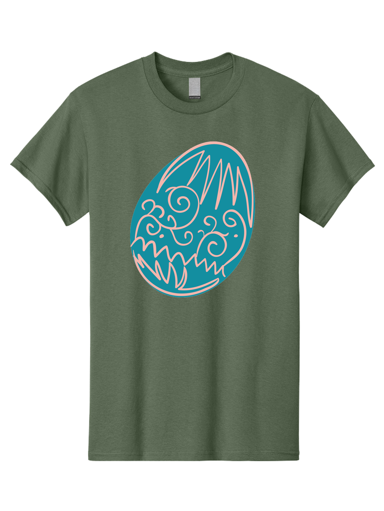 Monster-Egg Men'S Graphic Tee, 100% Cotton, Comfortable Casual Summer Wear, Machine Washable, Monster Face, Easter Egg, Blue Egg, White Outline, Playful Design, Cartoon Style, Abstract Art, Creative Illustration, Fantasy Creature, Aad020 3