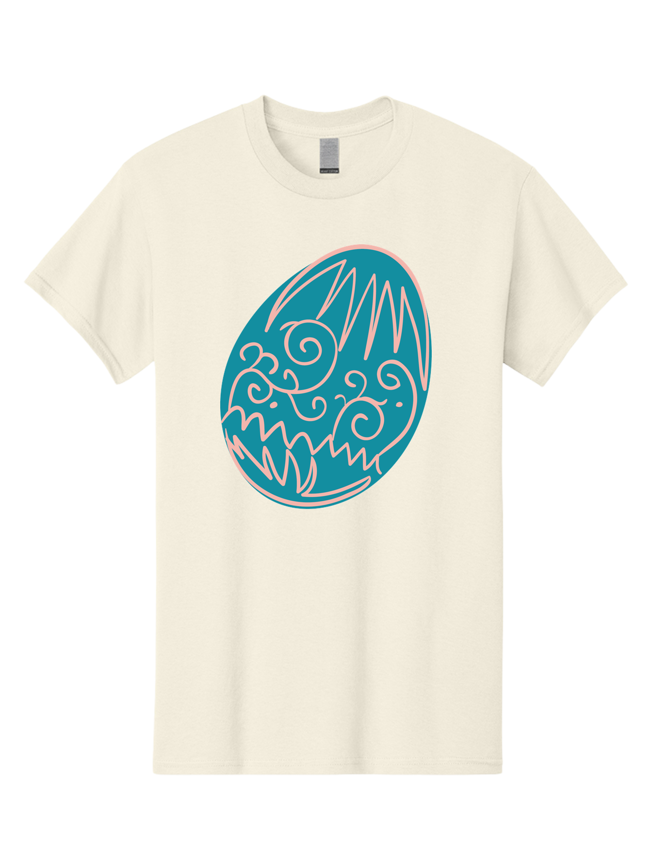 Monster-Egg Men'S Graphic Tee, 100% Cotton, Comfortable Casual Summer Wear, Machine Washable, Monster Face, Easter Egg, Blue Egg, White Outline, Playful Design, Cartoon Style, Abstract Art, Creative Illustration, Fantasy Creature, Aad020 13
