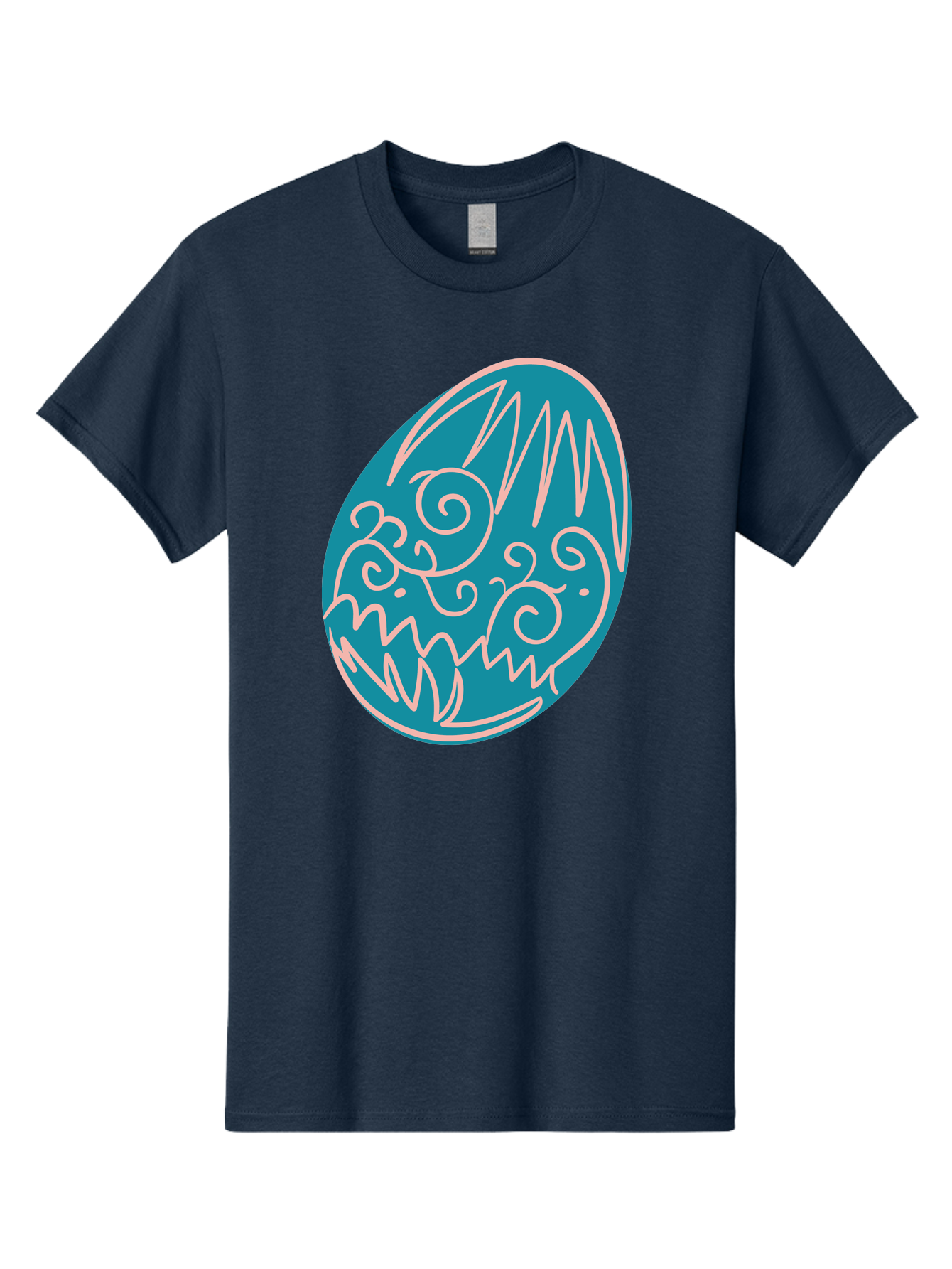 Monster-Egg Men'S Graphic Tee, 100% Cotton, Comfortable Casual Summer Wear, Machine Washable, Monster Face, Easter Egg, Blue Egg, White Outline, Playful Design, Cartoon Style, Abstract Art, Creative Illustration, Fantasy Creature, Aad020 11
