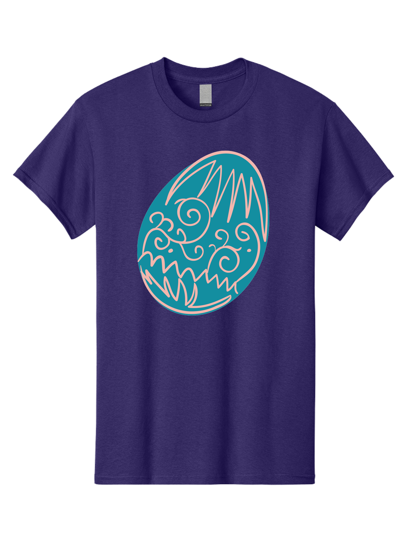 Monster-Egg Men'S Graphic Tee, 100% Cotton, Comfortable Casual Summer Wear, Machine Washable, Monster Face, Easter Egg, Blue Egg, White Outline, Playful Design, Cartoon Style, Abstract Art, Creative Illustration, Fantasy Creature, Aad020 17