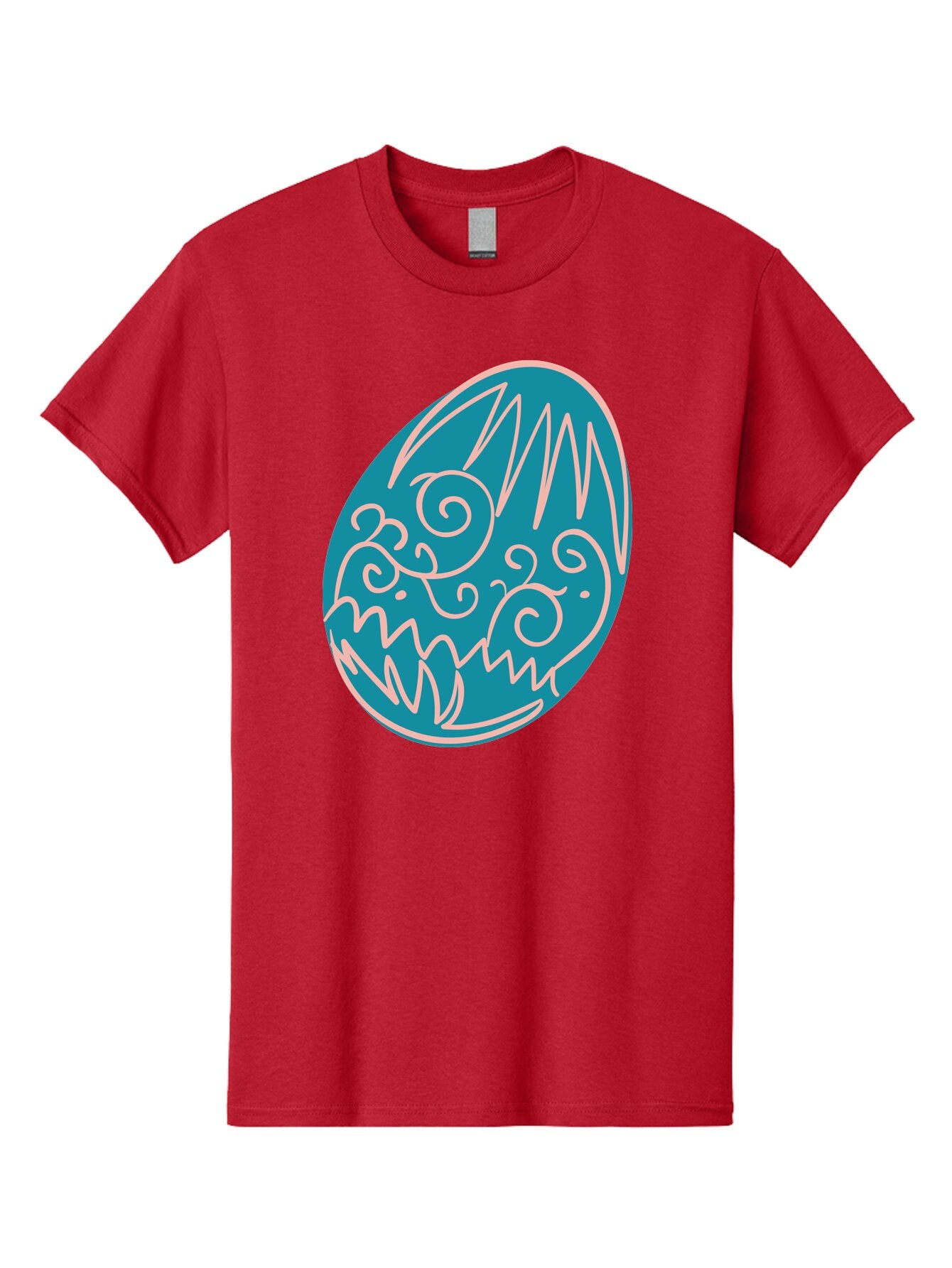 Monster-Egg Men'S Graphic Tee, 100% Cotton, Comfortable Casual Summer Wear, Machine Washable, Monster Face, Easter Egg, Blue Egg, White Outline, Playful Design, Cartoon Style, Abstract Art, Creative Illustration, Fantasy Creature, Aad020 13