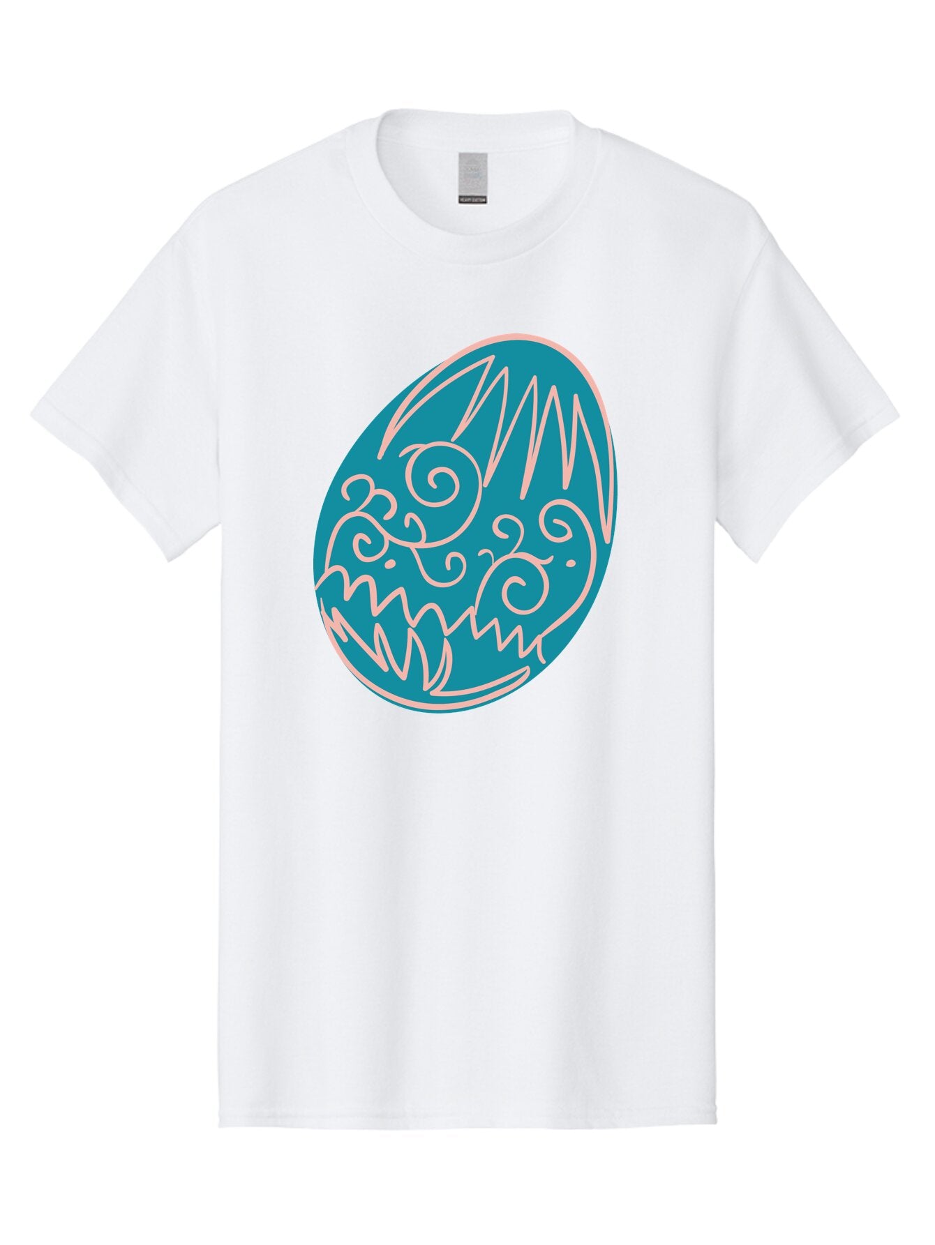 Monster-Egg Men'S Graphic Tee, 100% Cotton, Comfortable Casual Summer Wear, Machine Washable, Monster Face, Easter Egg, Blue Egg, White Outline, Playful Design, Cartoon Style, Abstract Art, Creative Illustration, Fantasy Creature, Aad020 11