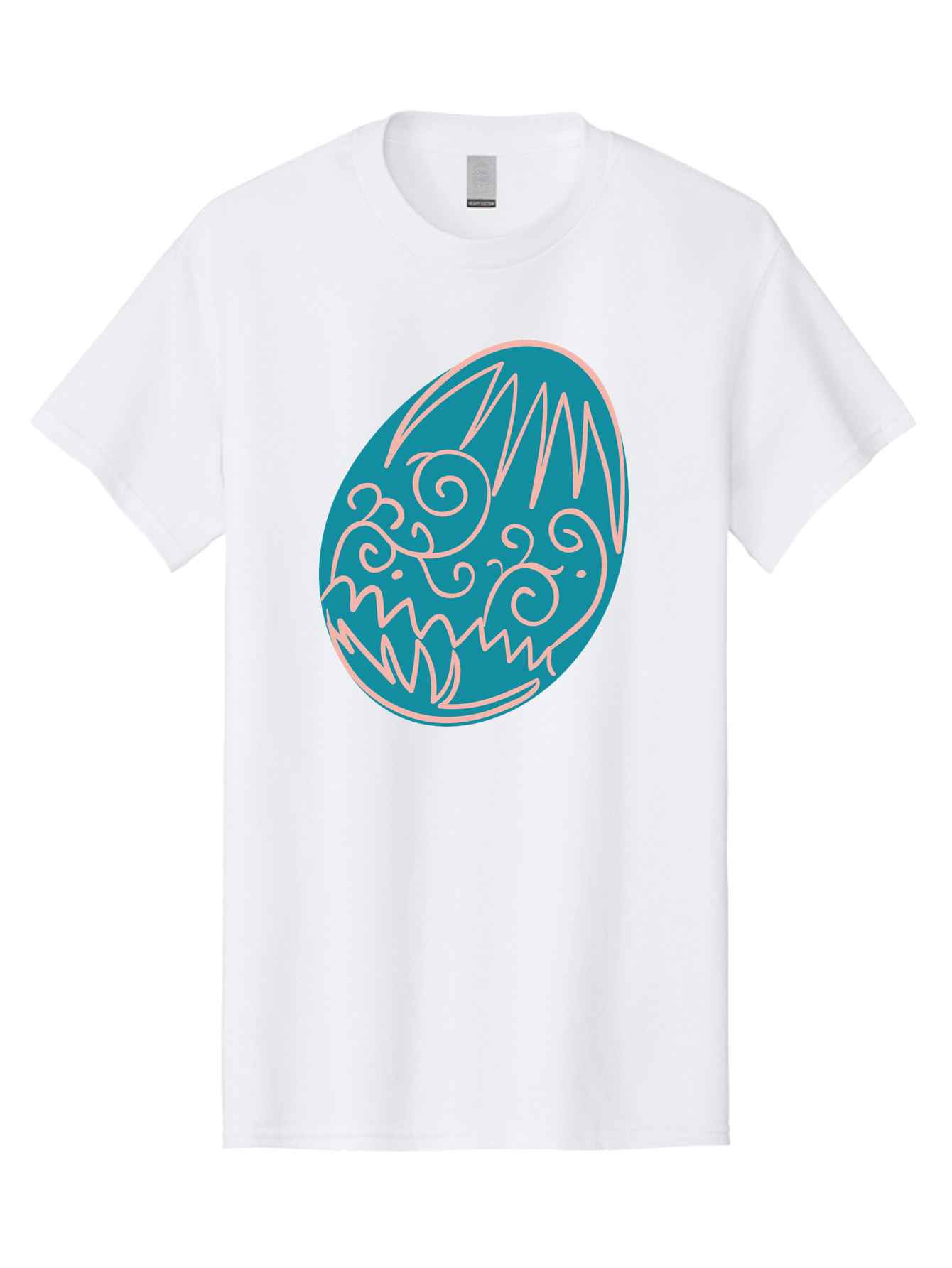 Monster-Egg Men'S Graphic Tee, 100% Cotton, Comfortable Casual Summer Wear, Machine Washable, Monster Face, Easter Egg, Blue Egg, White Outline, Playful Design, Cartoon Style, Abstract Art, Creative Illustration, Fantasy Creature, Aad020 7