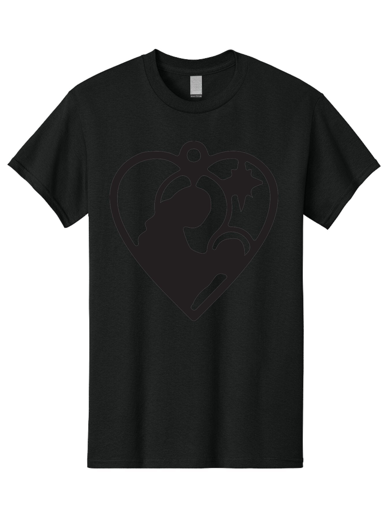 Mother-And-Child Men'S Graphic Tee, 100% Cotton, Comfortable Casual Summer Wear, Machine Washable, Mother And Child Silhouette, Heart-Shaped Ornament, Love Symbol, Family Bond, Nurturing Moment, Star And Crescent Moon Aad021 12