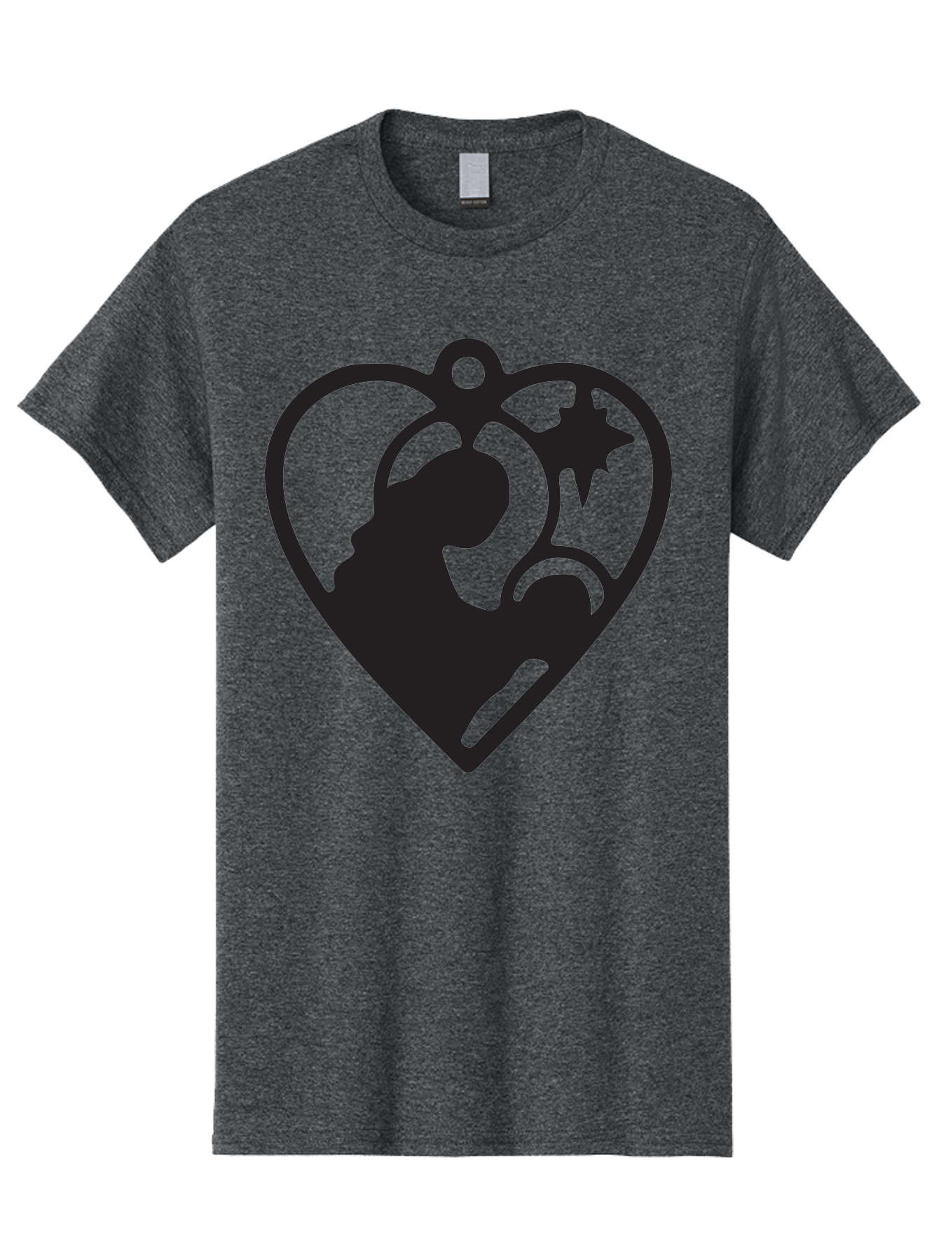 Mother-And-Child Men'S Graphic Tee, 100% Cotton, Comfortable Casual Summer Wear, Machine Washable, Mother And Child Silhouette, Heart-Shaped Ornament, Love Symbol, Family Bond, Nurturing Moment, Star And Crescent Moon Aad021 7