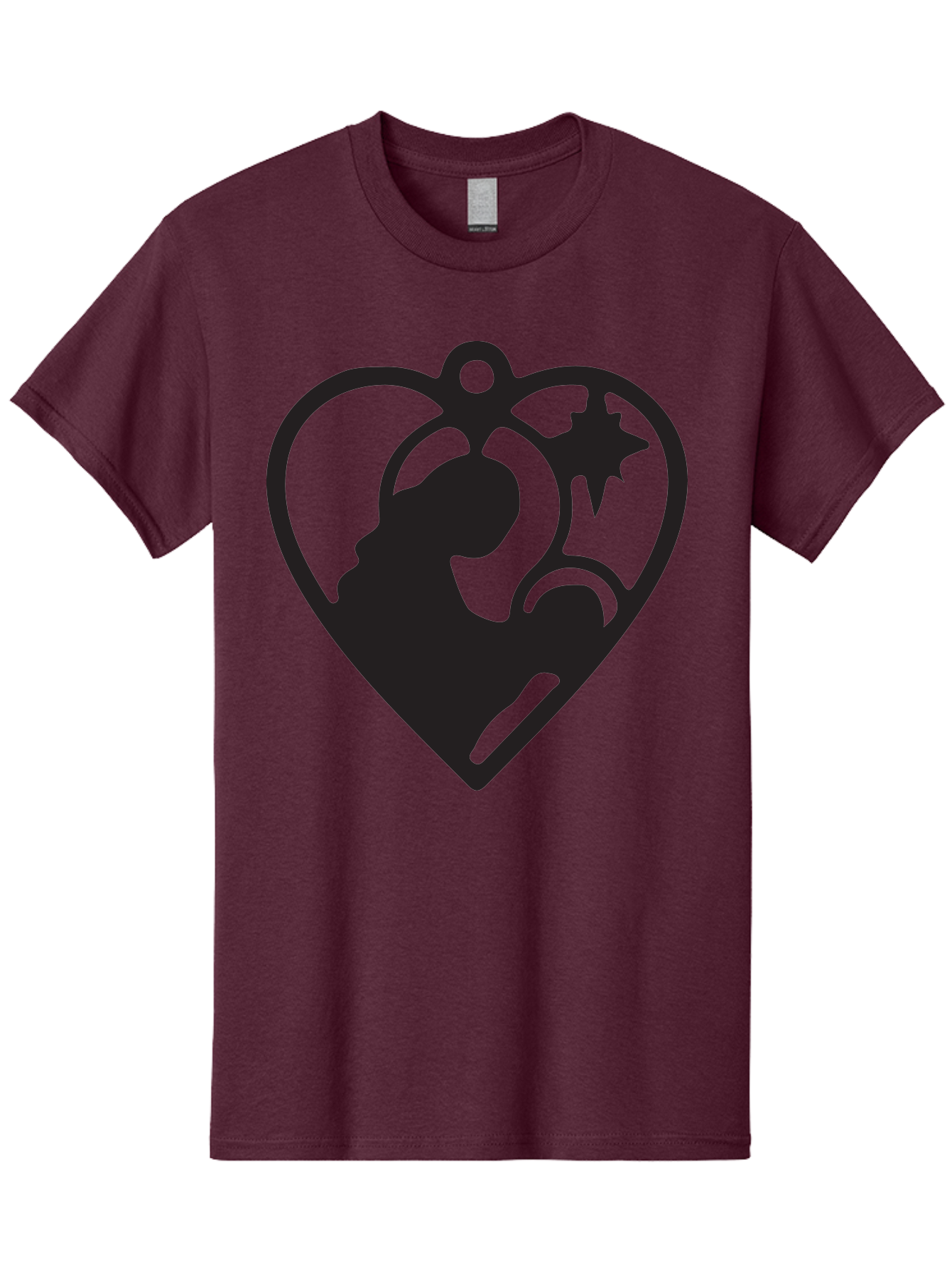 Mother-And-Child Men'S Graphic Tee, 100% Cotton, Comfortable Casual Summer Wear, Machine Washable, Mother And Child Silhouette, Heart-Shaped Ornament, Love Symbol, Family Bond, Nurturing Moment, Star And Crescent Moon Aad021 13