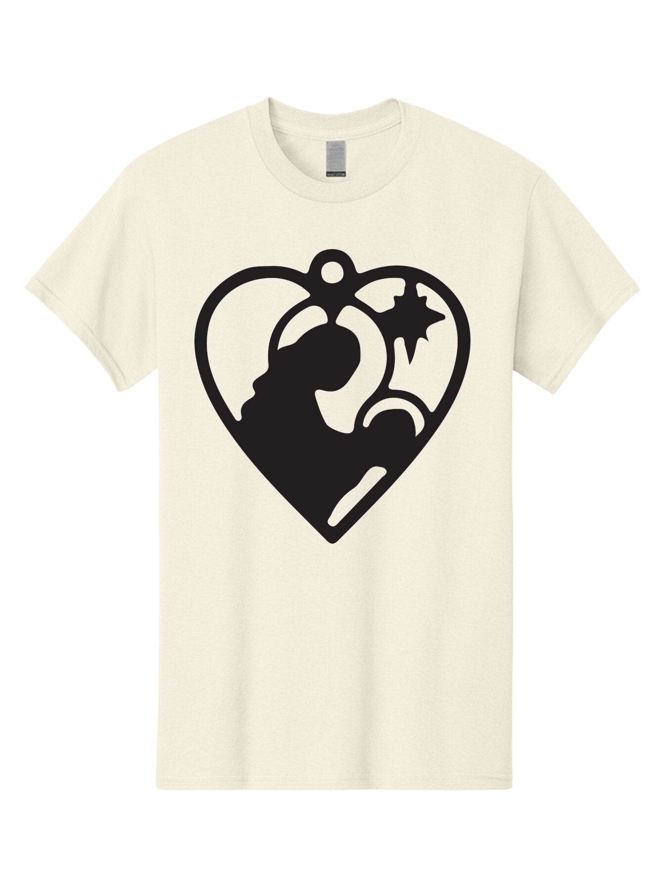 Mother-And-Child Men'S Graphic Tee, 100% Cotton, Comfortable Casual Summer Wear, Machine Washable, Mother And Child Silhouette, Heart-Shaped Ornament, Love Symbol, Family Bond, Nurturing Moment, Star And Crescent Moon Aad021 8