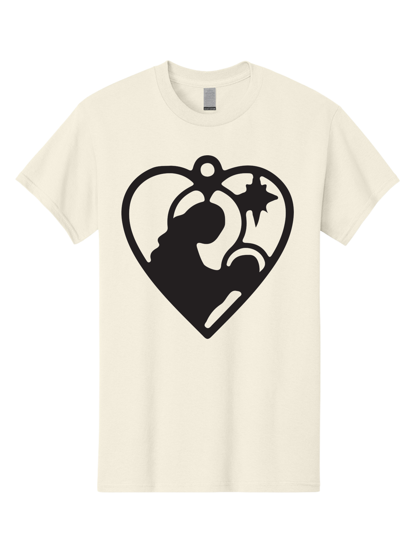 Mother-And-Child Men'S Graphic Tee, 100% Cotton, Comfortable Casual Summer Wear, Machine Washable, Mother And Child Silhouette, Heart-Shaped Ornament, Love Symbol, Family Bond, Nurturing Moment, Star And Crescent Moon Aad021 11