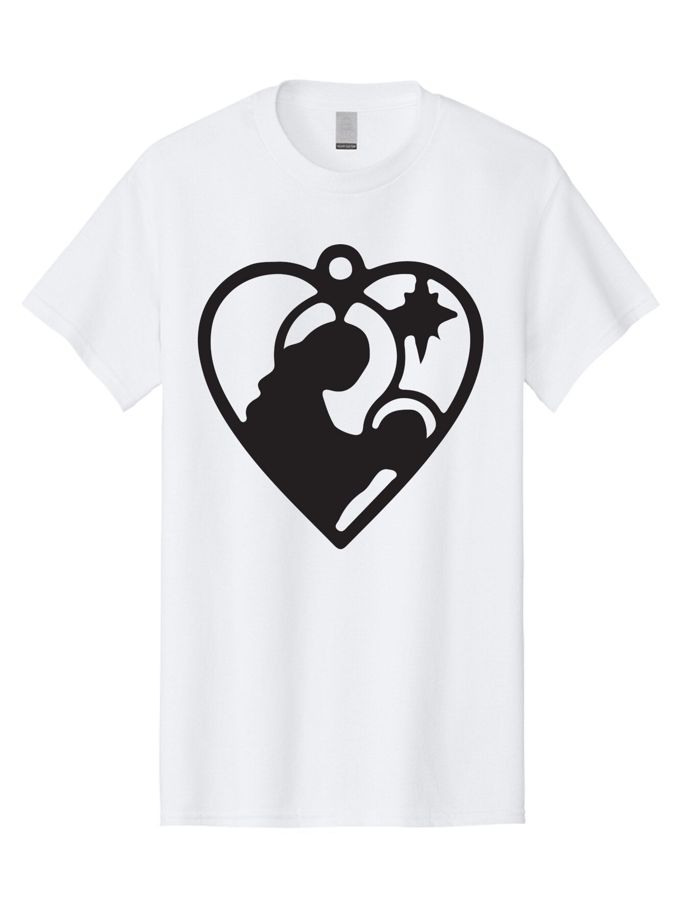 Mother-And-Child Men'S Graphic Tee, 100% Cotton, Comfortable Casual Summer Wear, Machine Washable, Mother And Child Silhouette, Heart-Shaped Ornament, Love Symbol, Family Bond, Nurturing Moment, Star And Crescent Moon Aad021 4