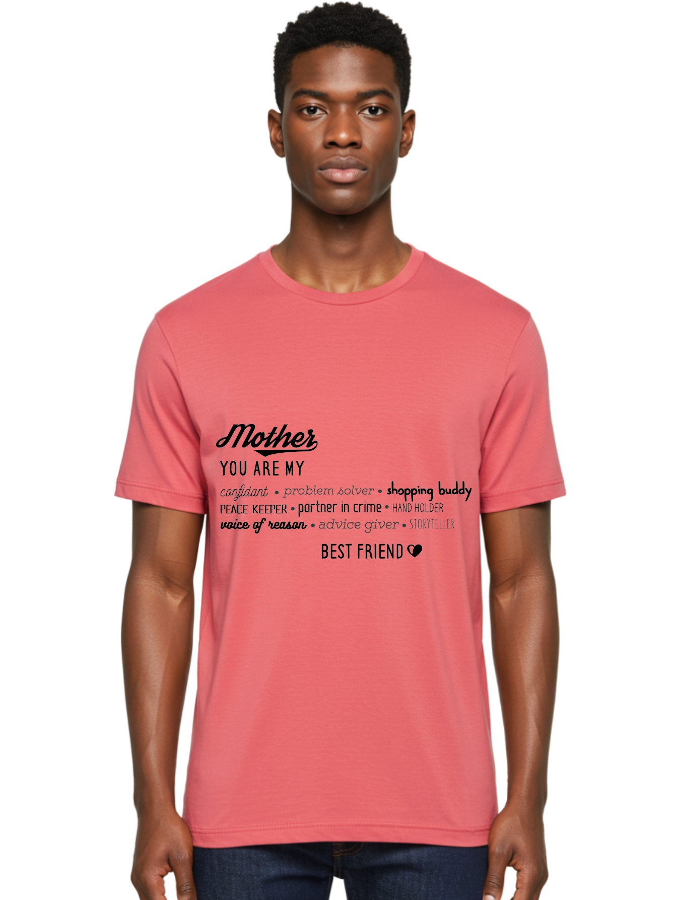 Mother Men'S Graphic Tee, 100% Cotton, Comfortable Casual Summer Wear, Machine Washable, Mother'S Day Card, Personalized Gift, Mother'S Love, Best Friend, Heartfelt Message, Appreciation, Gratitude, Mother'S Role, Family Bonding, Aad026 26