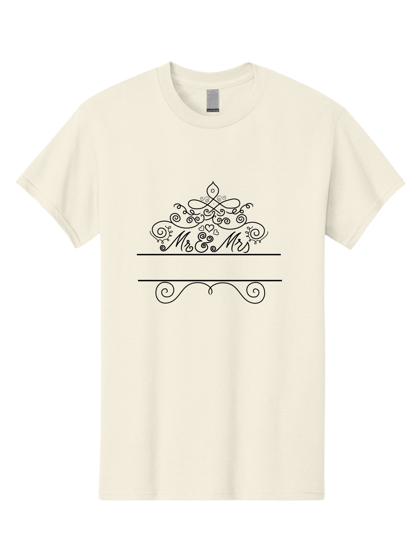 Mr-Mrs Men'S Graphic Tee, 100% Cotton, Comfortable Casual Summer Wear, Machine Washable, Wedding Invitation, Couple'S Love, Mr & Mrs, Elegant Design, Ornate Tiara, Swirling Patterns, Heart Motifs, Luxury Wedding, Black Line Art, Aad031 15