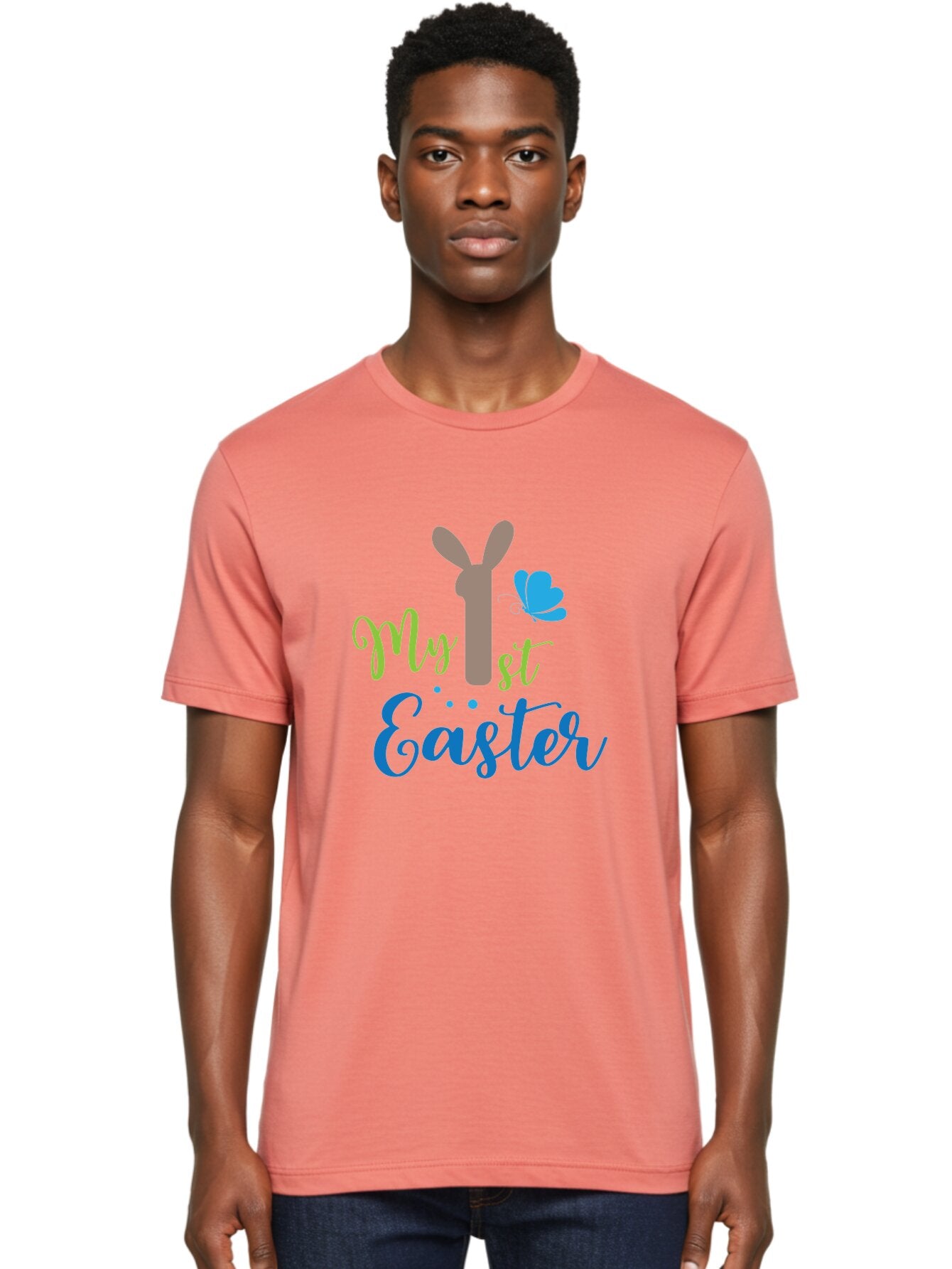 My-1St-Easter Men'S Graphic Tee, 100% Cotton, Comfortable Casual Summer Wear, Machine Washable, Easter Bunny Design, Baby'S First Easter, Easter Celebration, Spring Theme, Childrens Artwork, Cute Graphics, Festive Decorations, Easter Eggs, Aad034 29