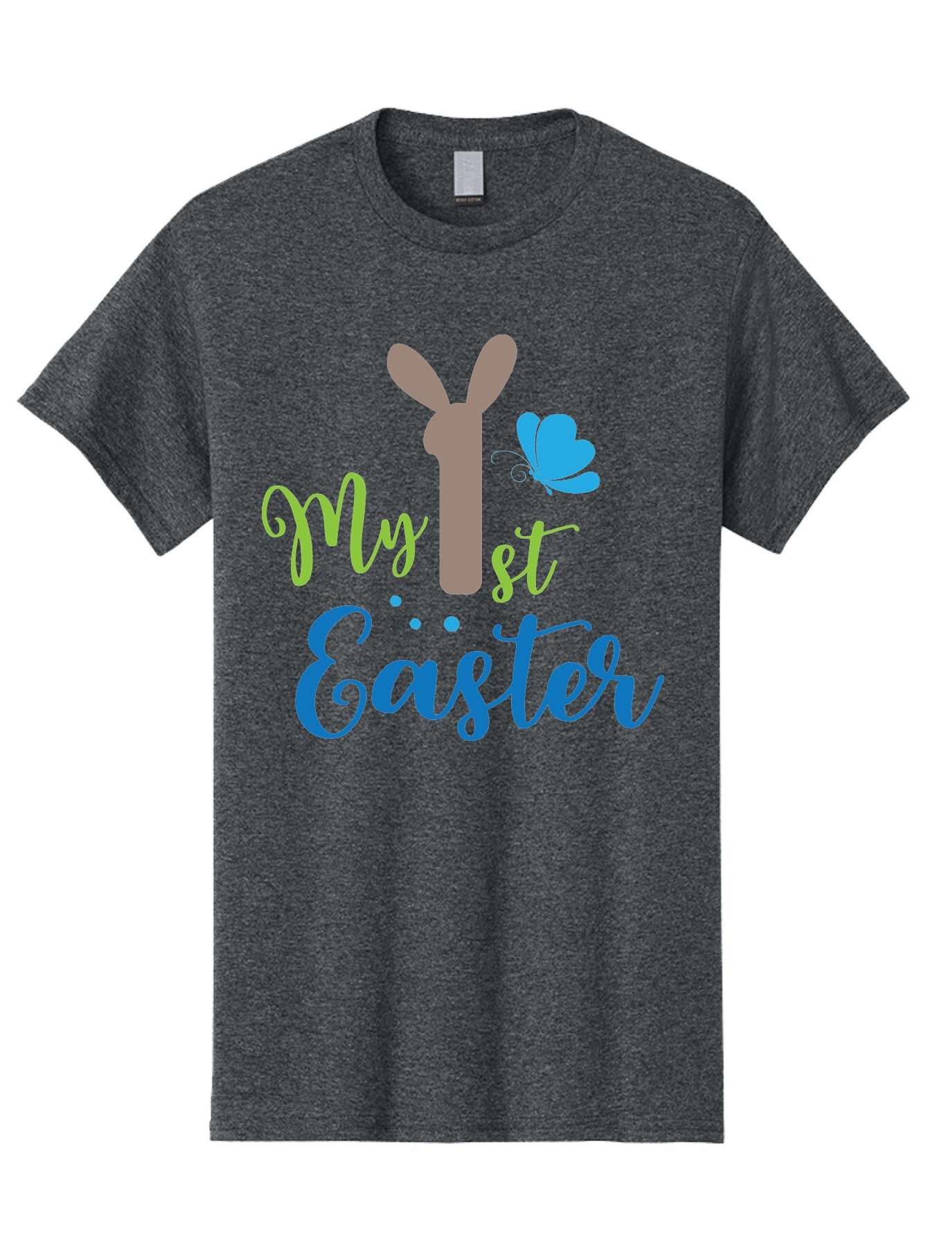 My-1St-Easter Men'S Graphic Tee, 100% Cotton, Comfortable Casual Summer Wear, Machine Washable, Easter Bunny Design, Baby'S First Easter, Easter Celebration, Spring Theme, Childrens Artwork, Cute Graphics, Festive Decorations, Easter Eggs, Aad034
