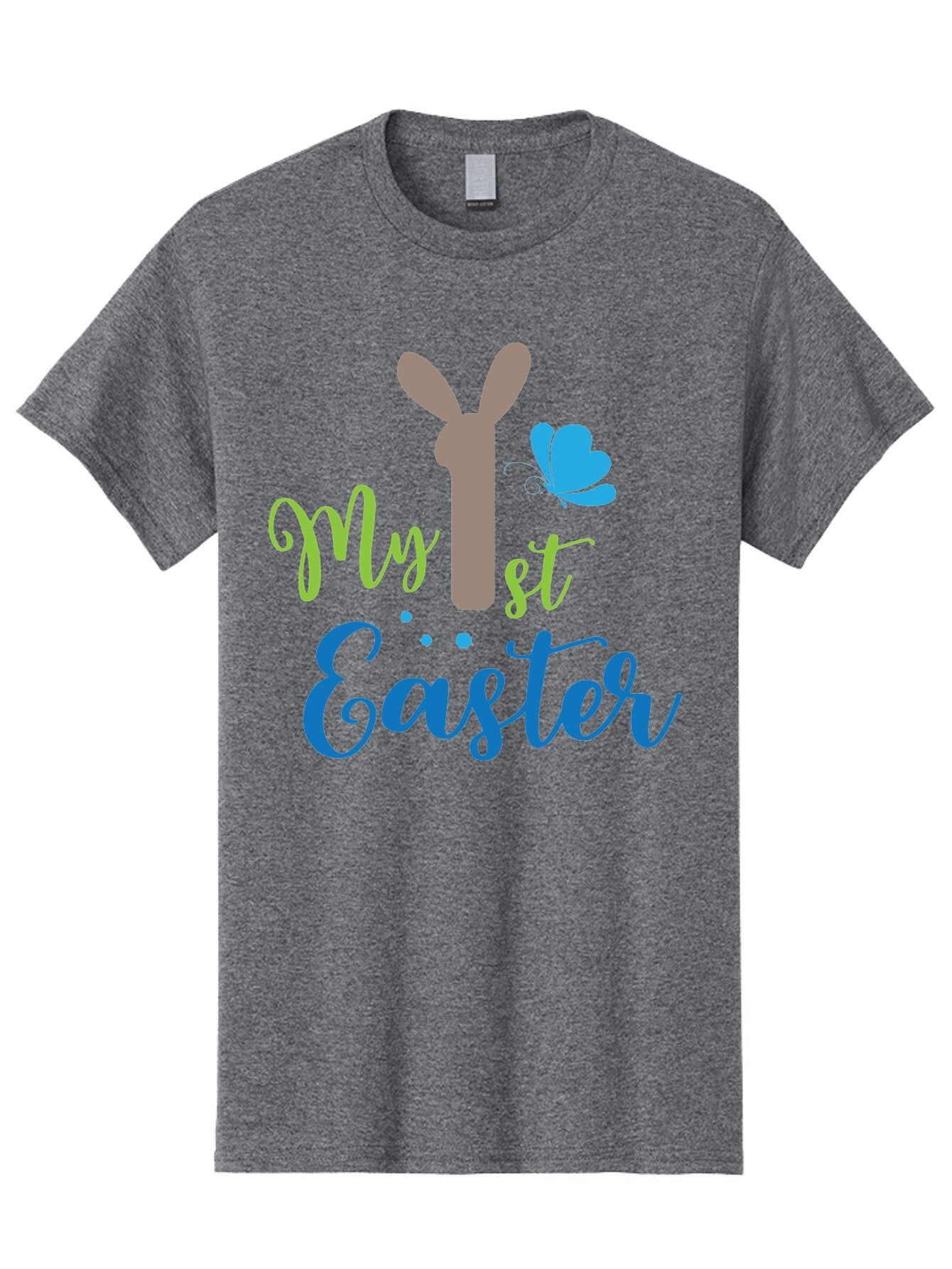 My-1St-Easter Men'S Graphic Tee, 100% Cotton, Comfortable Casual Summer Wear, Machine Washable, Easter Bunny Design, Baby'S First Easter, Easter Celebration, Spring Theme, Childrens Artwork, Cute Graphics, Festive Decorations, Easter Eggs, Aad034