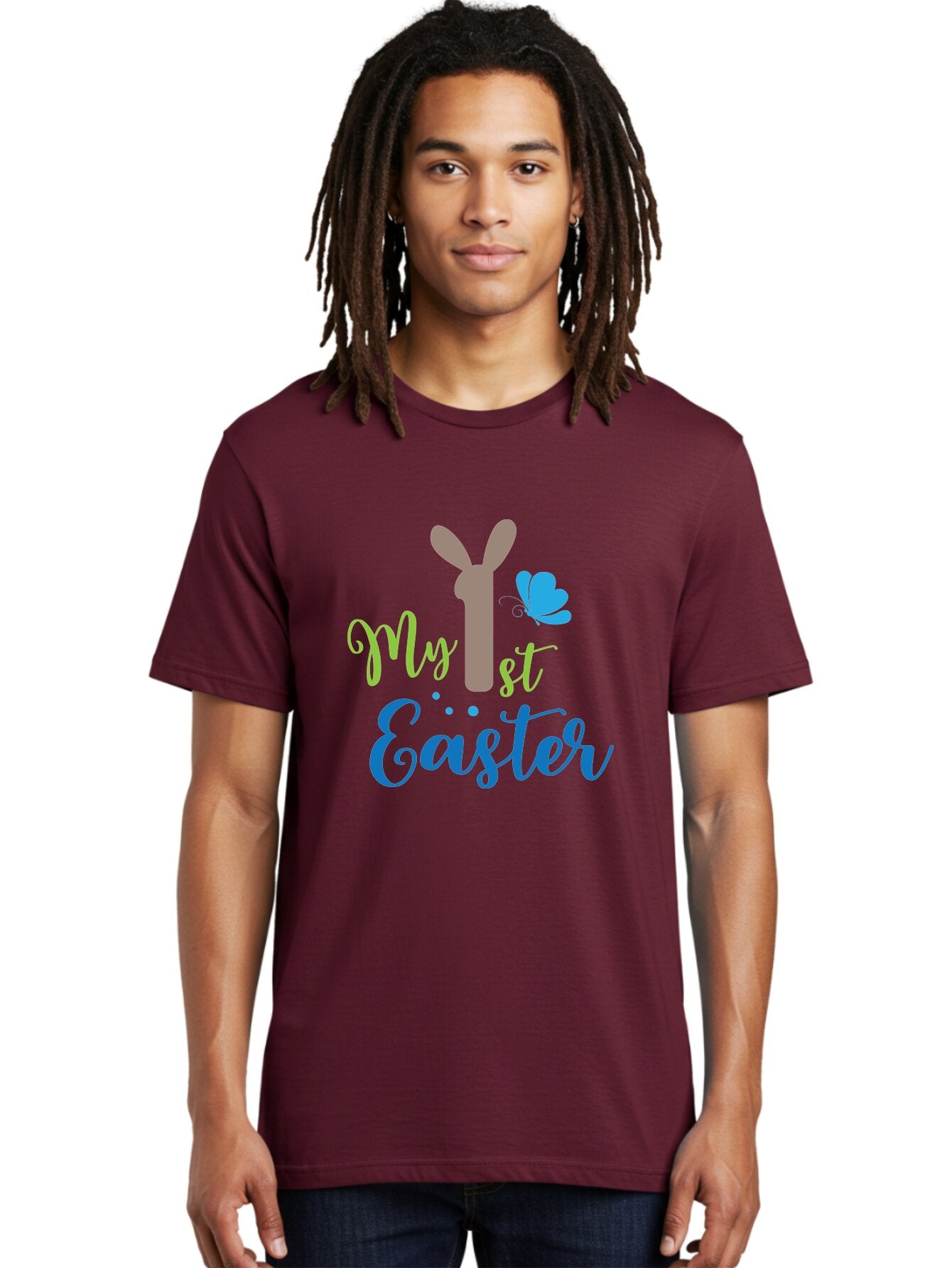 My-1St-Easter Men'S Graphic Tee, 100% Cotton, Comfortable Casual Summer Wear, Machine Washable, Easter Bunny Design, Baby'S First Easter, Easter Celebration, Spring Theme, Childrens Artwork, Cute Graphics, Festive Decorations, Easter Eggs, Aad034 26