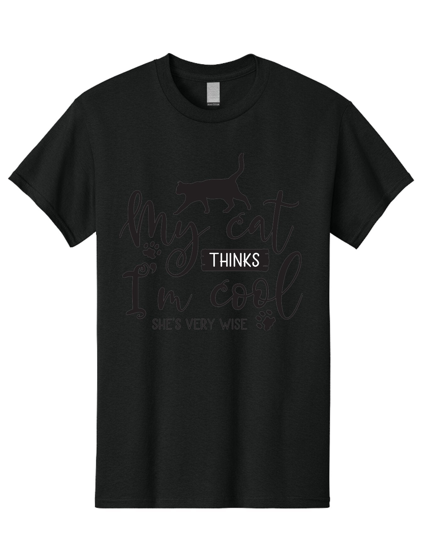 My-Cat-Thinks-I-M-Cool Men'S Graphic Tee, 100% Cotton, Comfortable Casual Summer Wear, Machine Washable, Funny Cat Quote, Cat Lovers Gift, Cool Cat Design, Feline Humor, Witty Saying, Cat Paw Prints, Clever Typography, Cat Silhouette Aad035 11