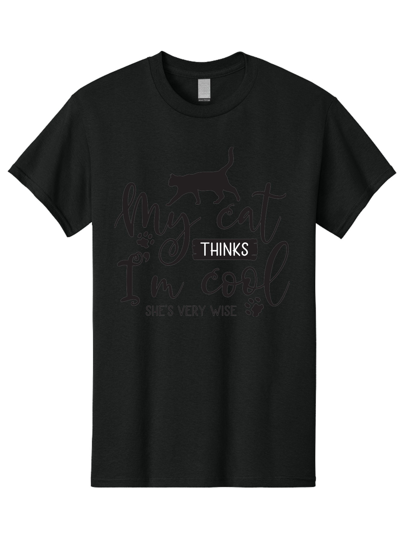 My-Cat-Thinks-I-M-Cool Men'S Graphic Tee, 100% Cotton, Comfortable Casual Summer Wear, Machine Washable, Funny Cat Quote, Cat Lovers Gift, Cool Cat Design, Feline Humor, Witty Saying, Cat Paw Prints, Clever Typography, Cat Silhouette Aad035 7