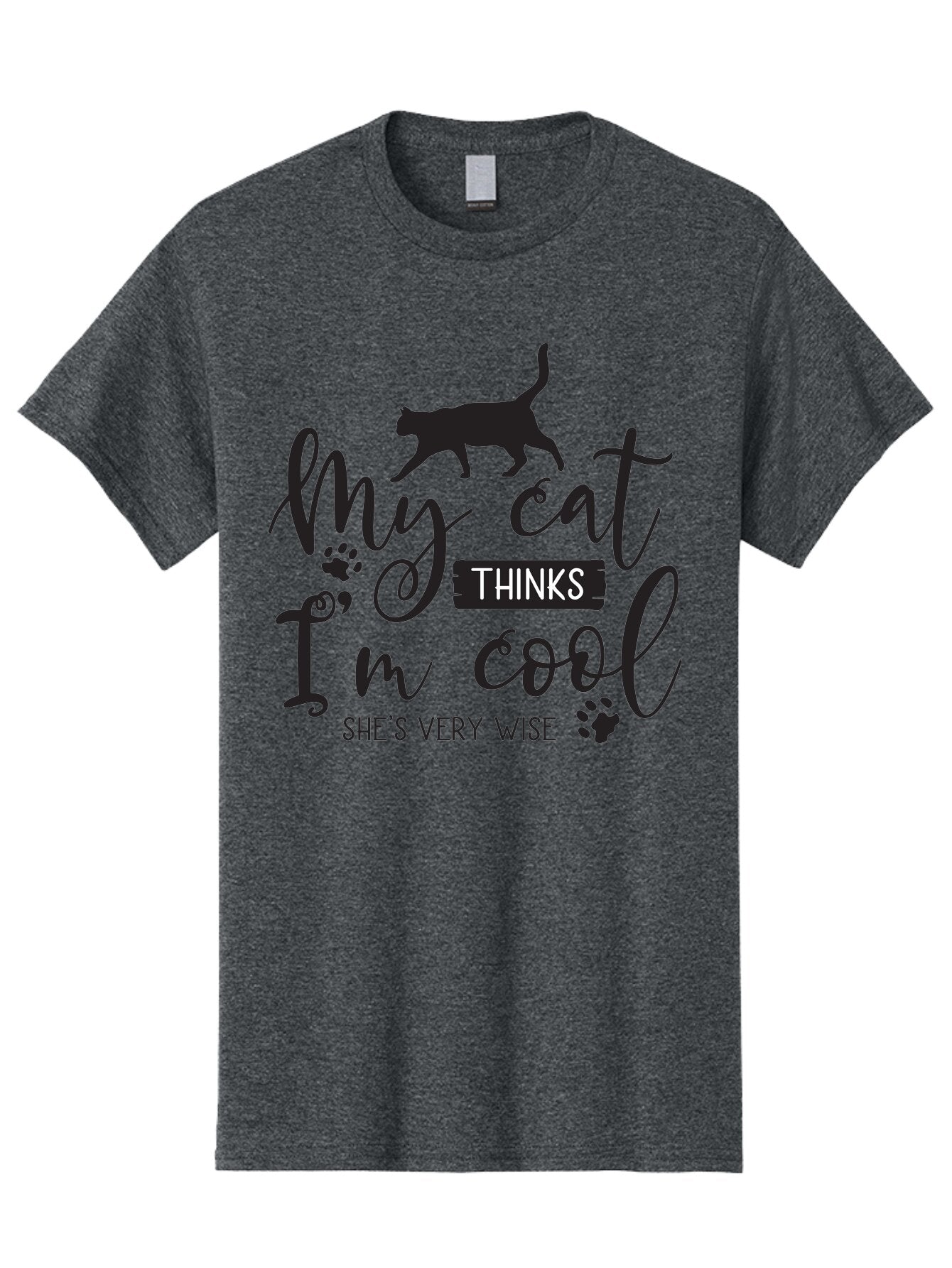 My-Cat-Thinks-I-M-Cool Men'S Graphic Tee, 100% Cotton, Comfortable Casual Summer Wear, Machine Washable, Funny Cat Quote, Cat Lovers Gift, Cool Cat Design, Feline Humor, Witty Saying, Cat Paw Prints, Clever Typography, Cat Silhouette Aad035 5