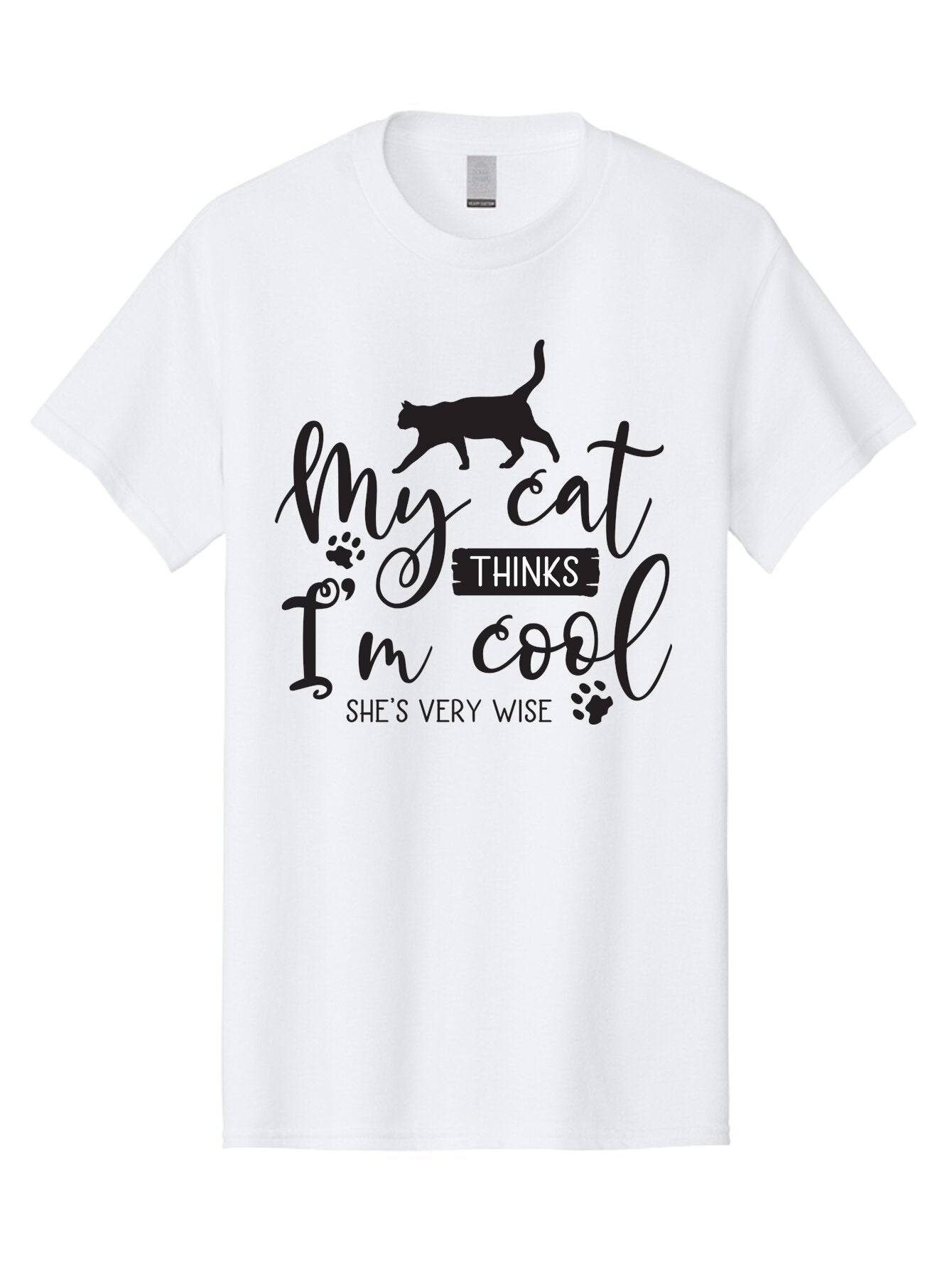 My-Cat-Thinks-I-M-Cool Men'S Graphic Tee, 100% Cotton, Comfortable Casual Summer Wear, Machine Washable, Funny Cat Quote, Cat Lovers Gift, Cool Cat Design, Feline Humor, Witty Saying, Cat Paw Prints, Clever Typography, Cat Silhouette Aad035 10